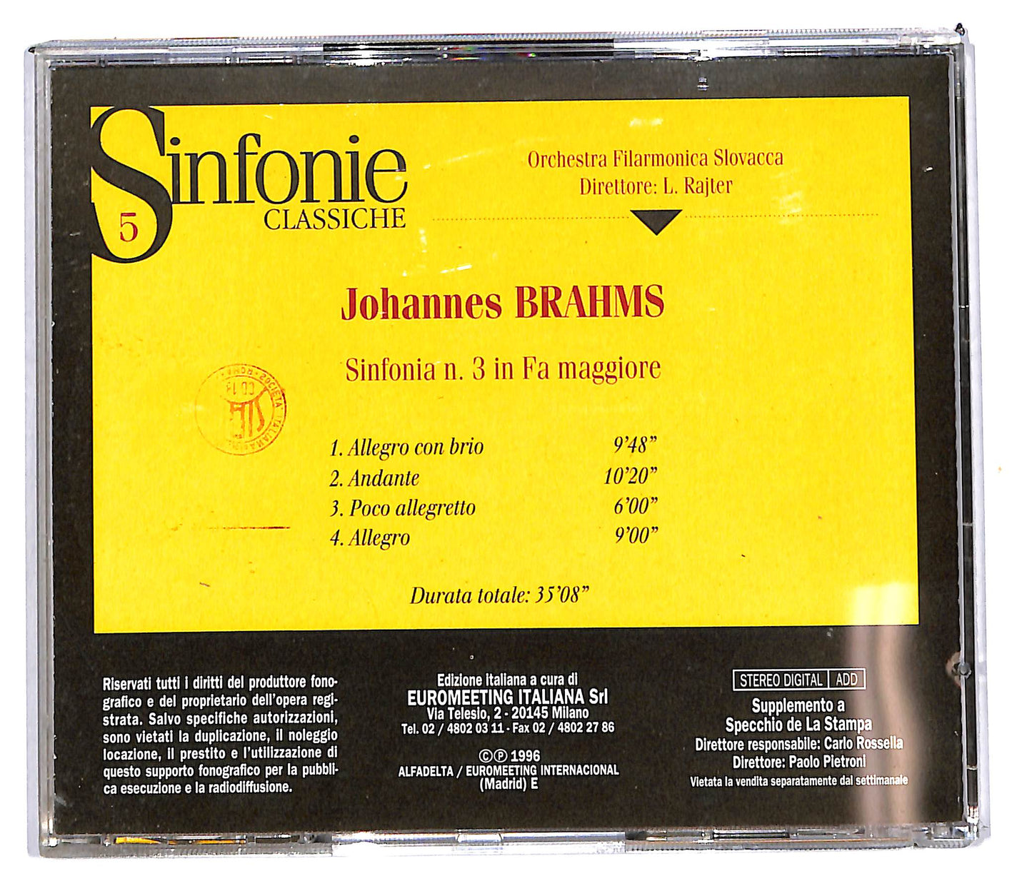 EBOND Brahms - Sinfonia N. 3 In Fa Maggiore EDITORIALE CD CD103904
