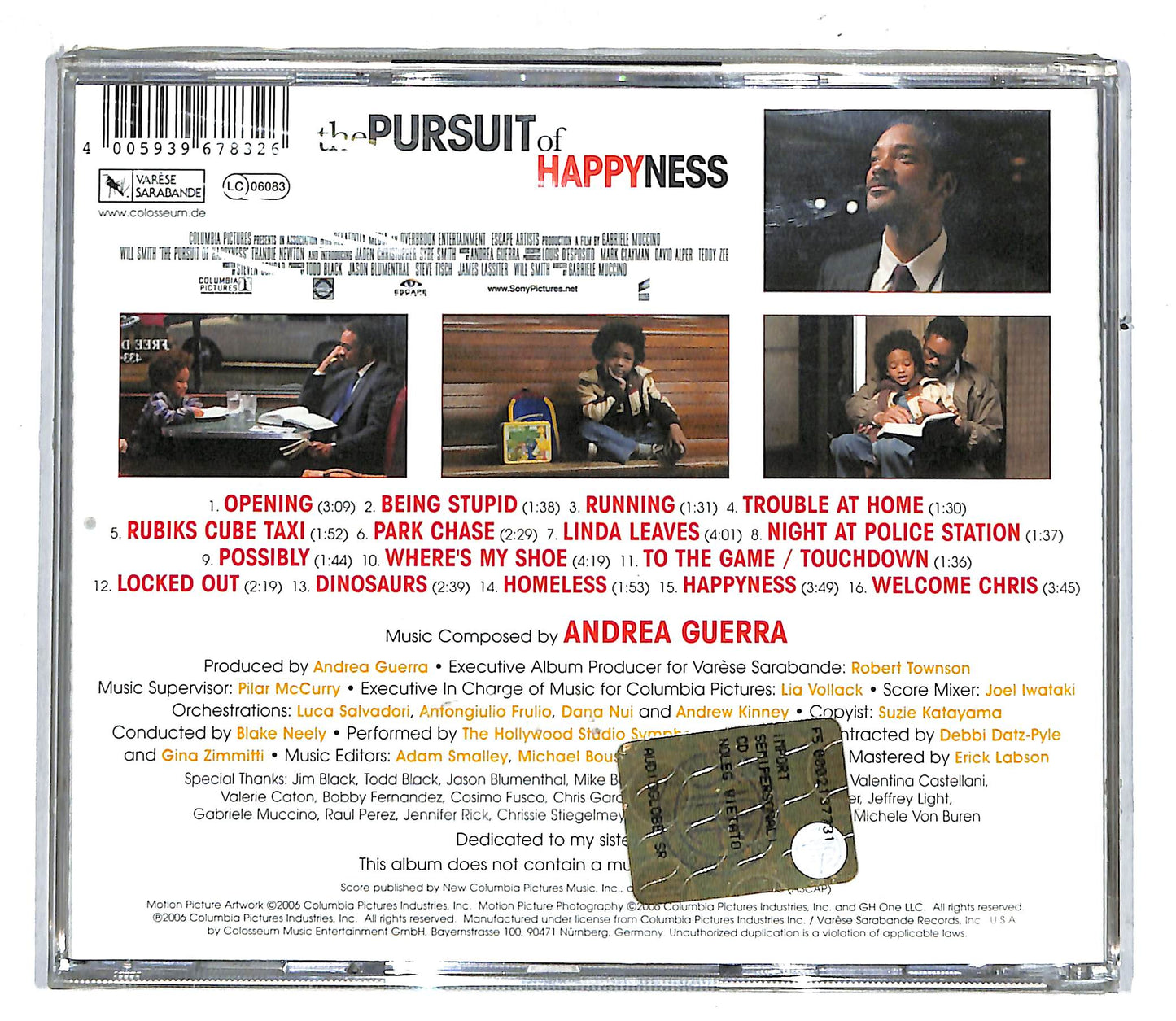 EBOND Andrea Guerra - The Pursuit Of Happyness Soundtrack CD CD104218