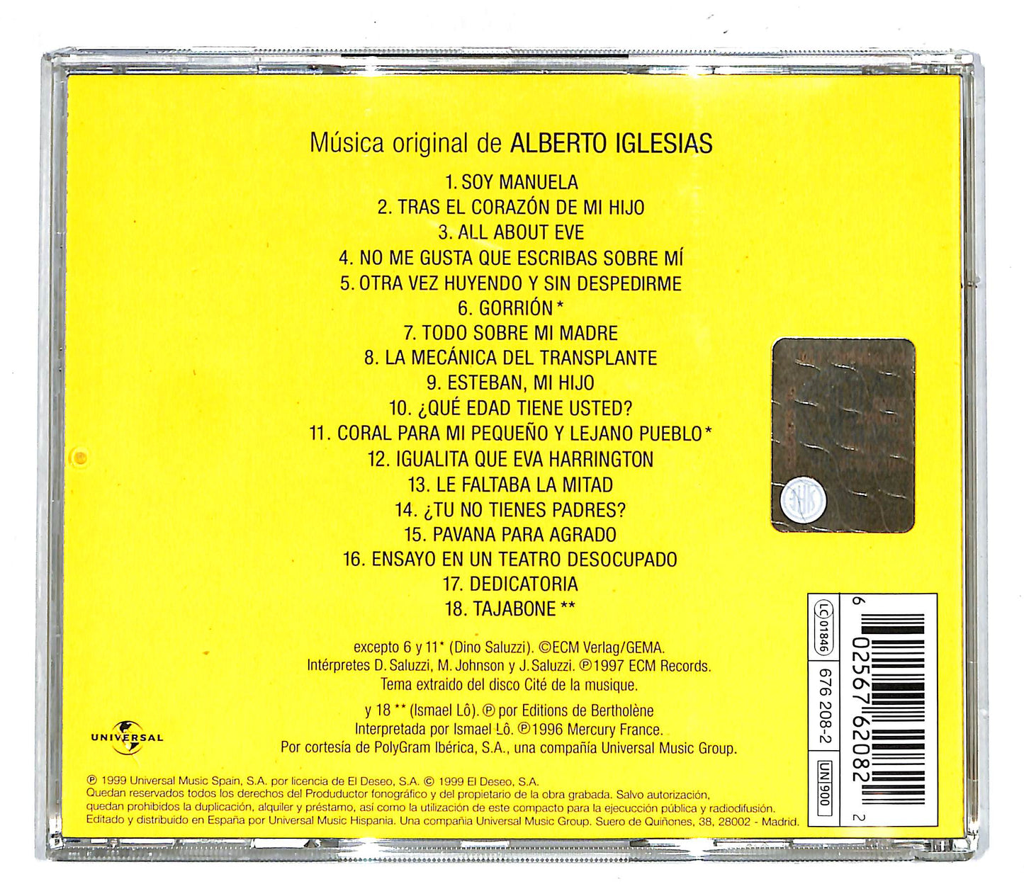 EBOND Alberto Iglesias - Todo Sobre Mi Madre CD CD104233