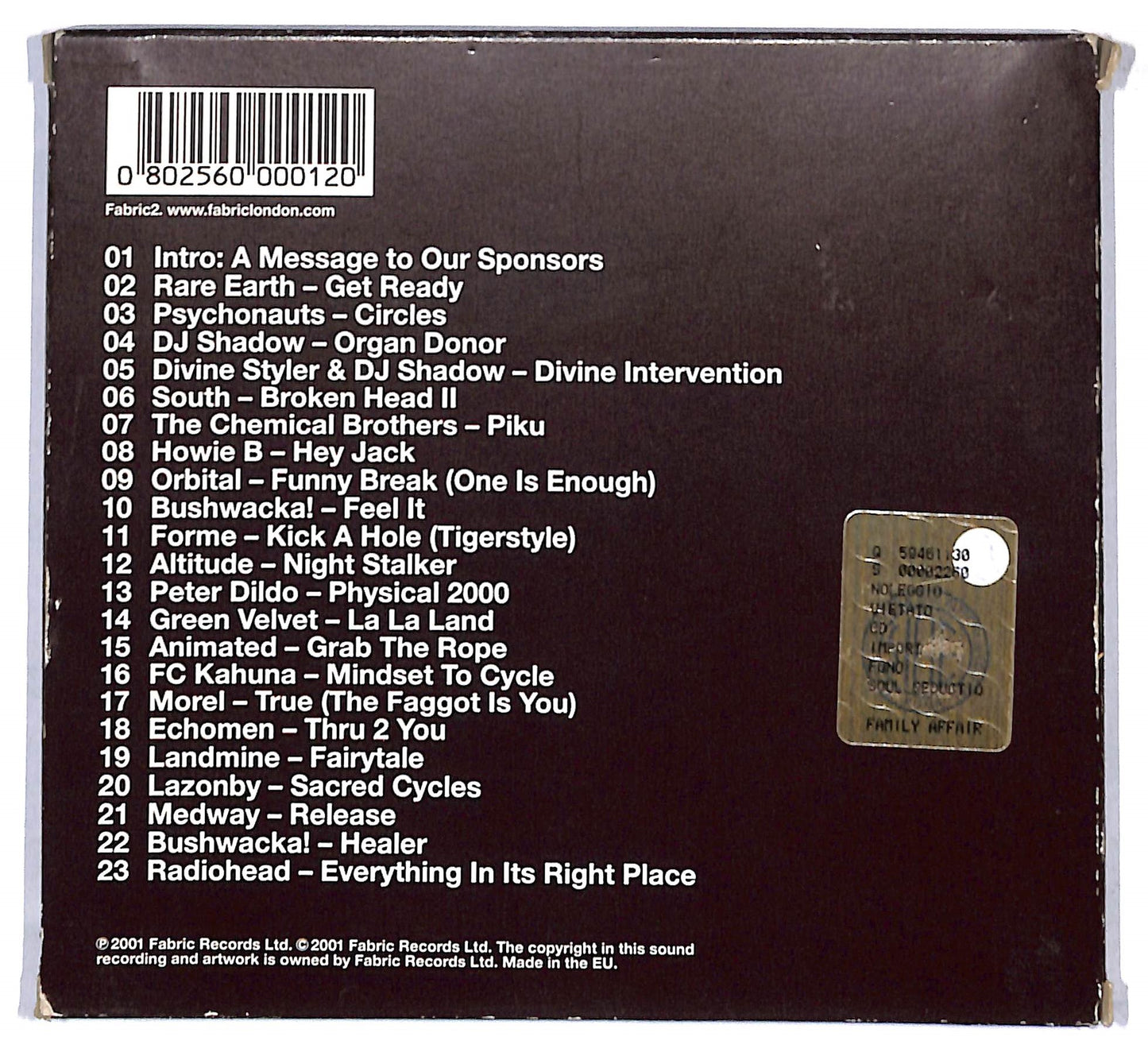 EBOND James Lavelle - FabricLive. 01 CD CD106740