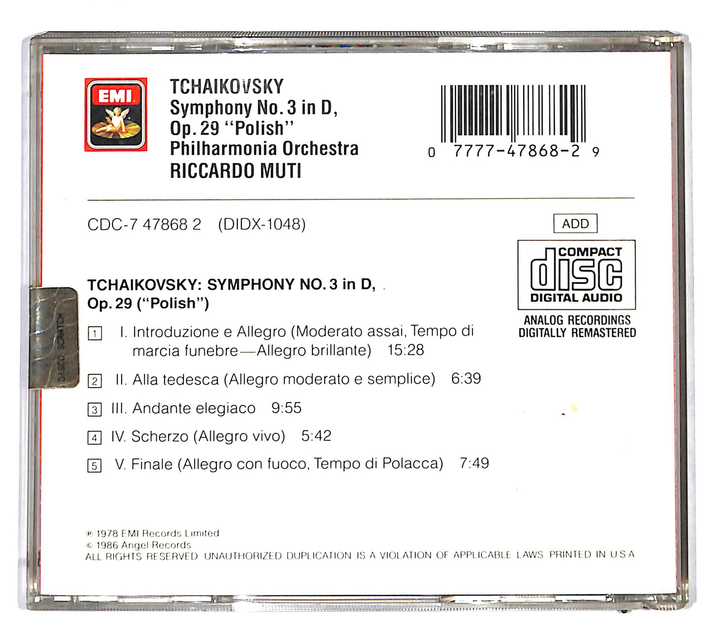 EBOND Tchaikovsky - Muti - Symphony No.3 In D 'Polish' CD CD108941