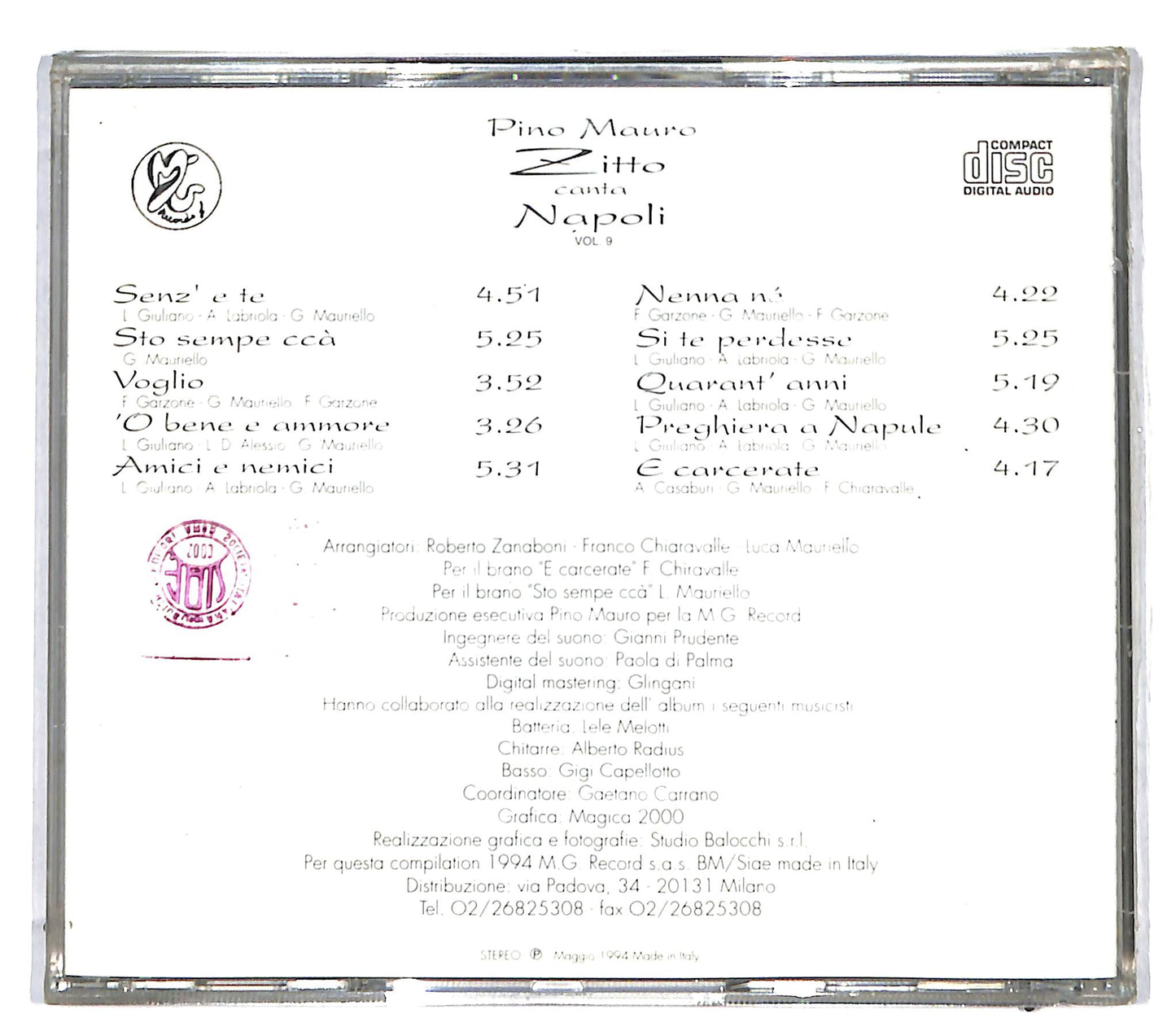 EBOND Pino Mauro - Zitto Canta Napoli Vol.9 CD CD108944