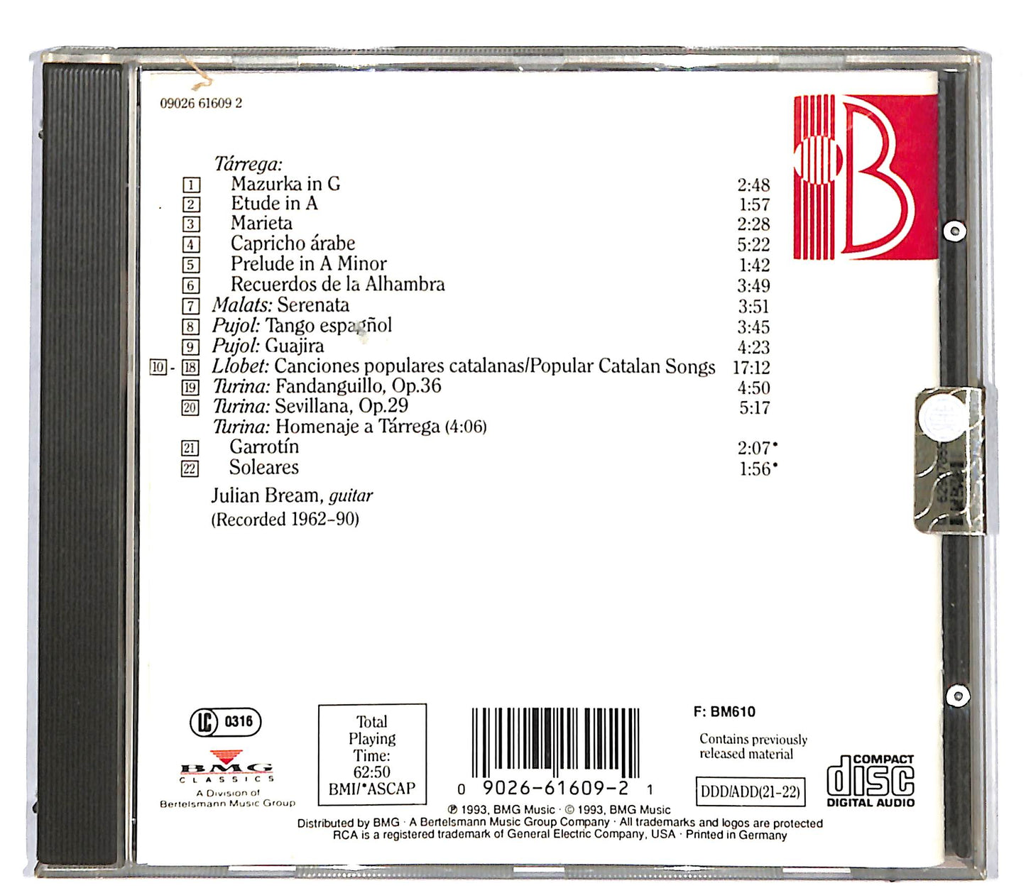 EBOND Julian Bream - Music Of Spain (La Guitarra Romantica) CD CD108948