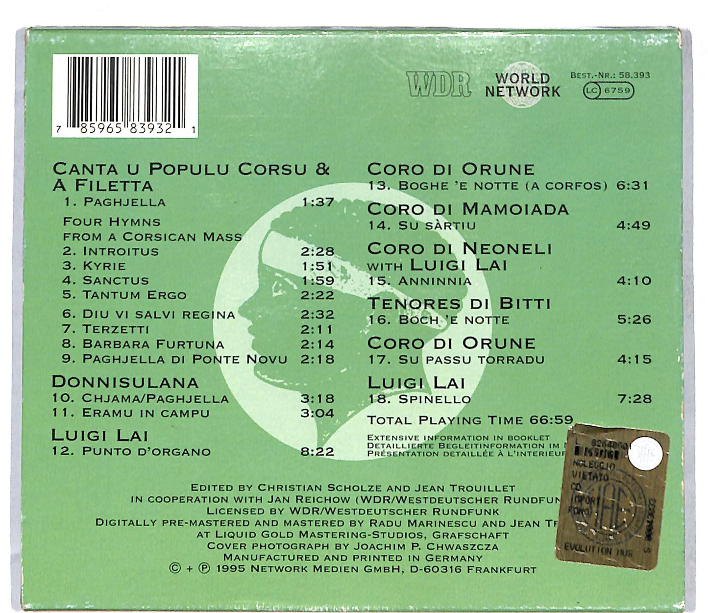 EBOND Corsica Sardinia - The Mystery Of Poliphony CD CD109037