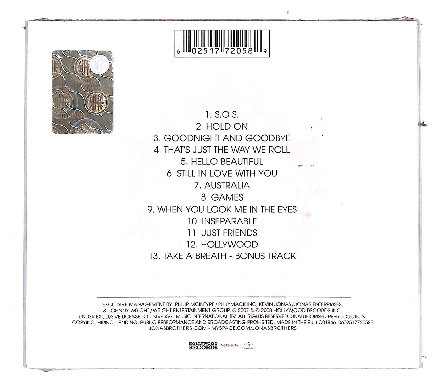 EBOND Jonas Brothers - Jonas Brothers DIGIPACK CD CD109506