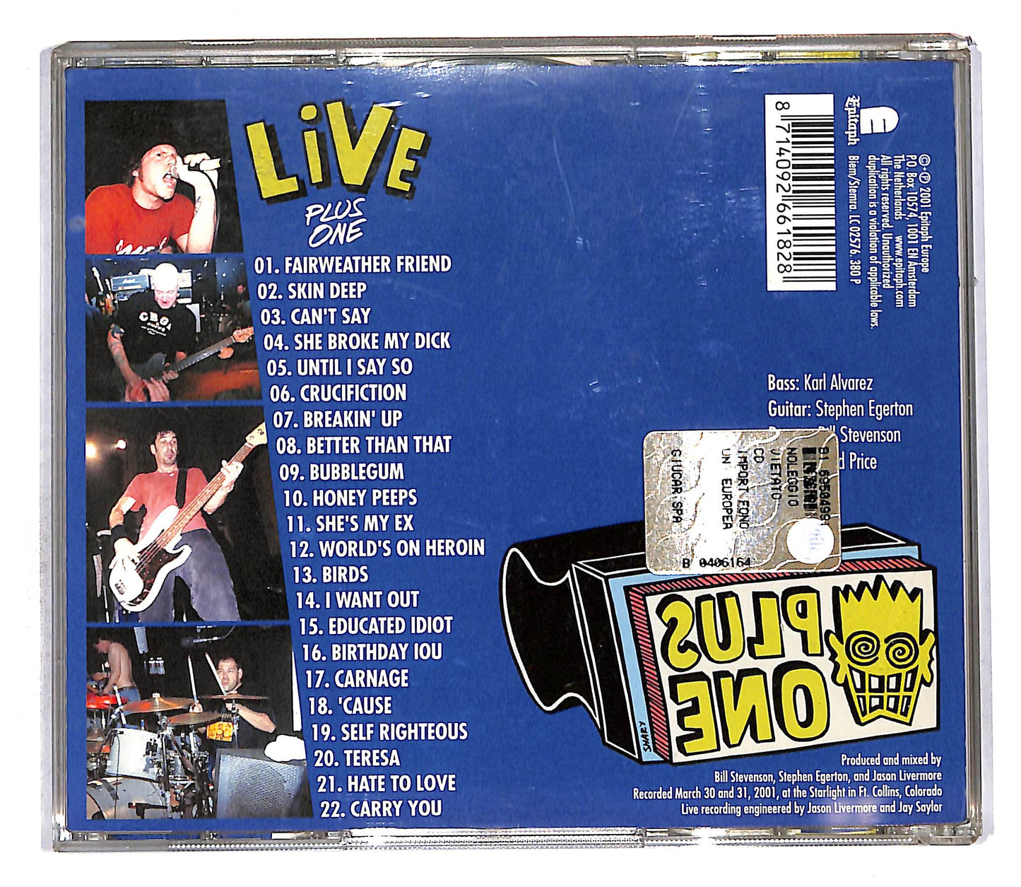 EBOND ALL And Descendents - Live Plus One CD CD109661