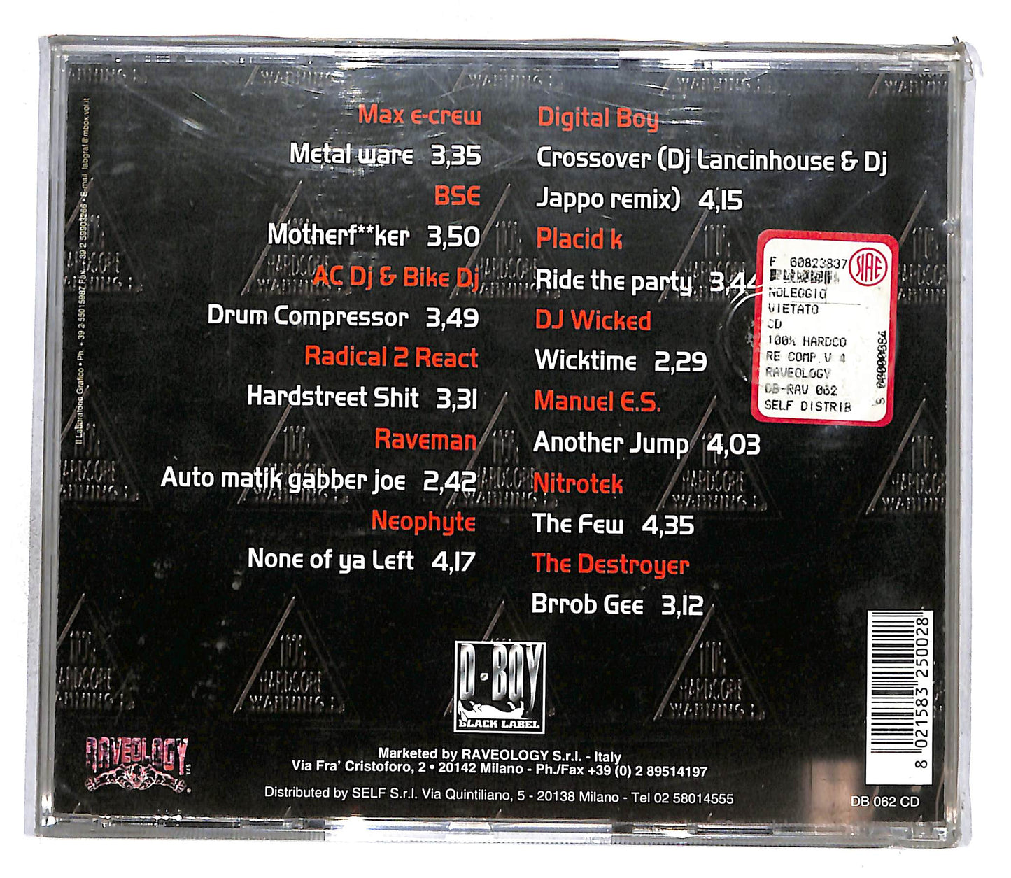 EBOND Placid K - 100% Hardcore Warning! Compilation Vol. 4 CD CD111049