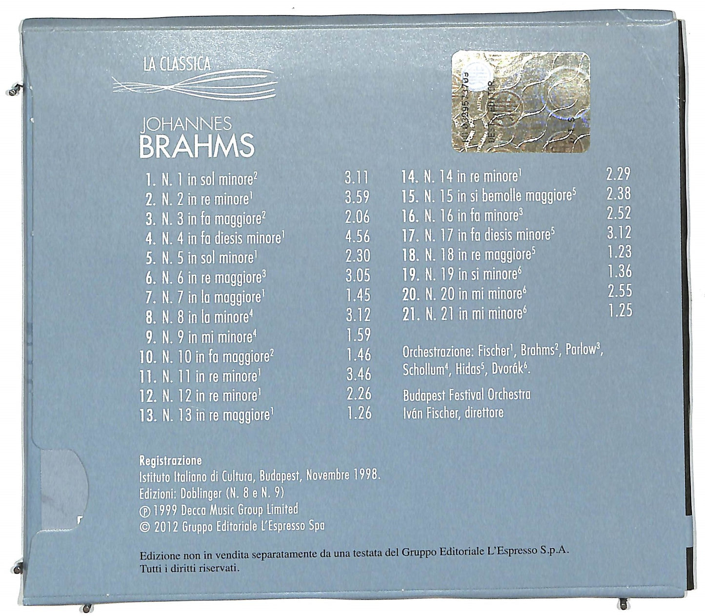 EBOND Johannes Brahms - La classica 7 DIGIPACK CD CD111409