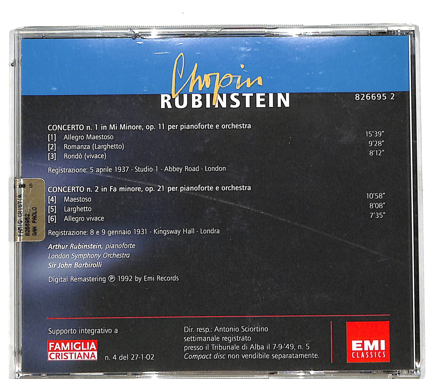 EBOND Chopin - Rubinstein Concerto N.2 In Fa Minore CD CD111501