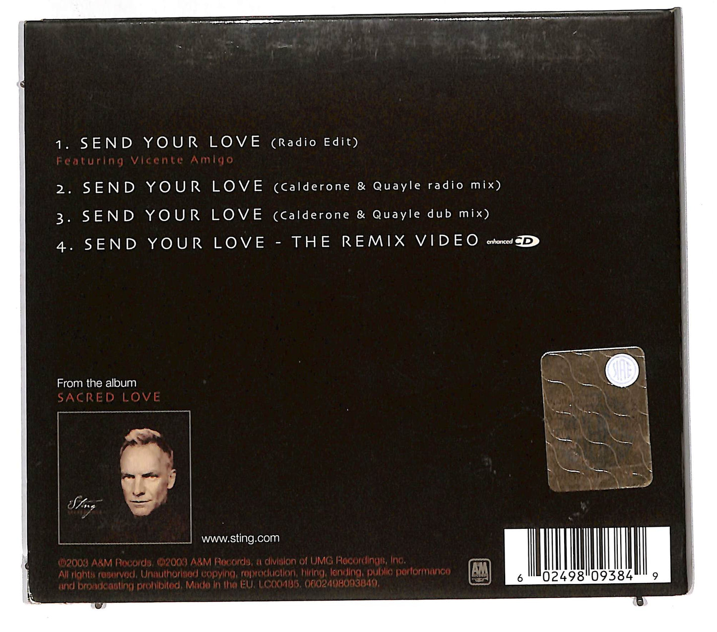 EBOND Sting - Send Your Love (digipak) CD CD111703