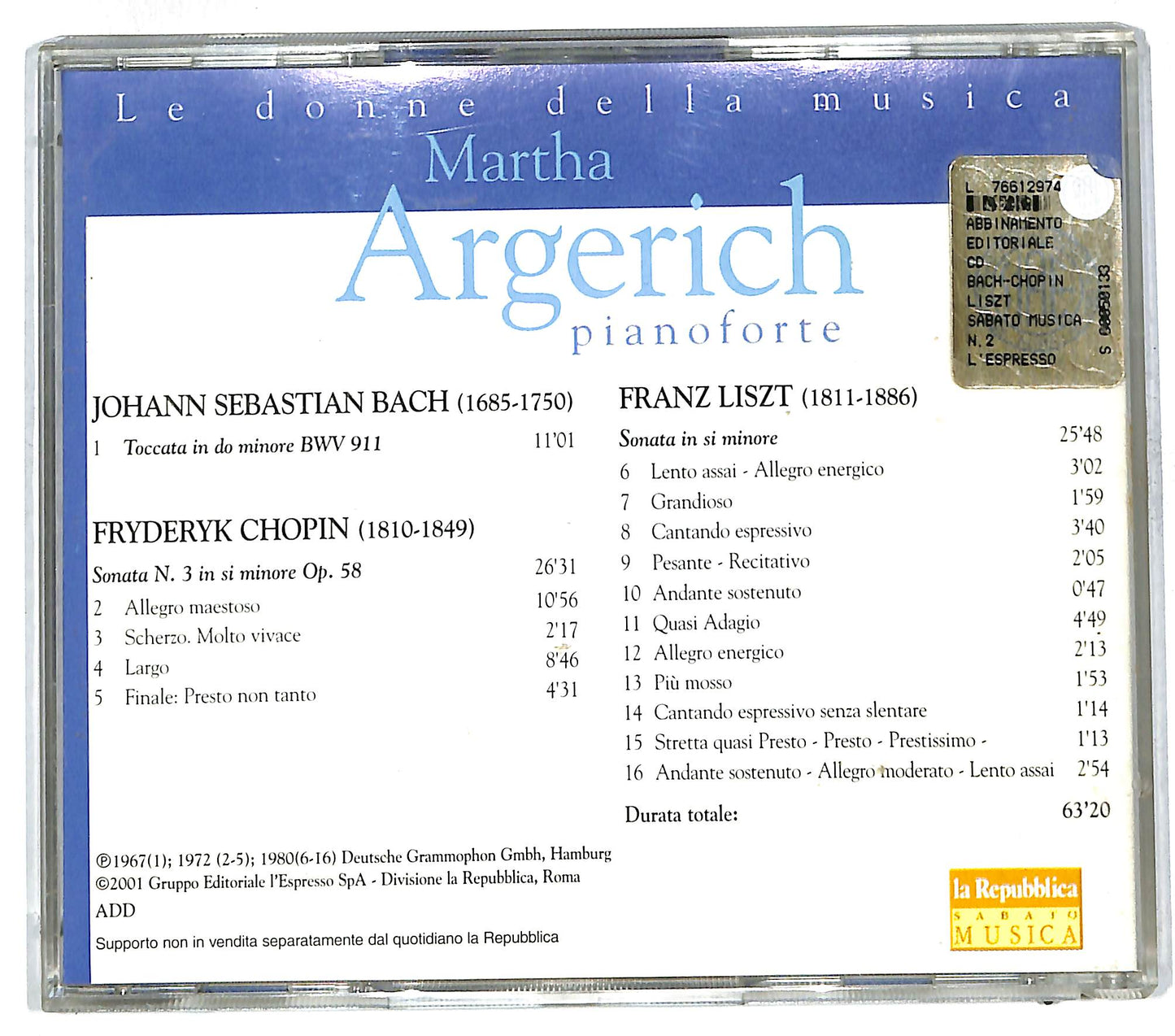 EBOND Martha Argerich - pianoforte Le donne della musica CD CD111833
