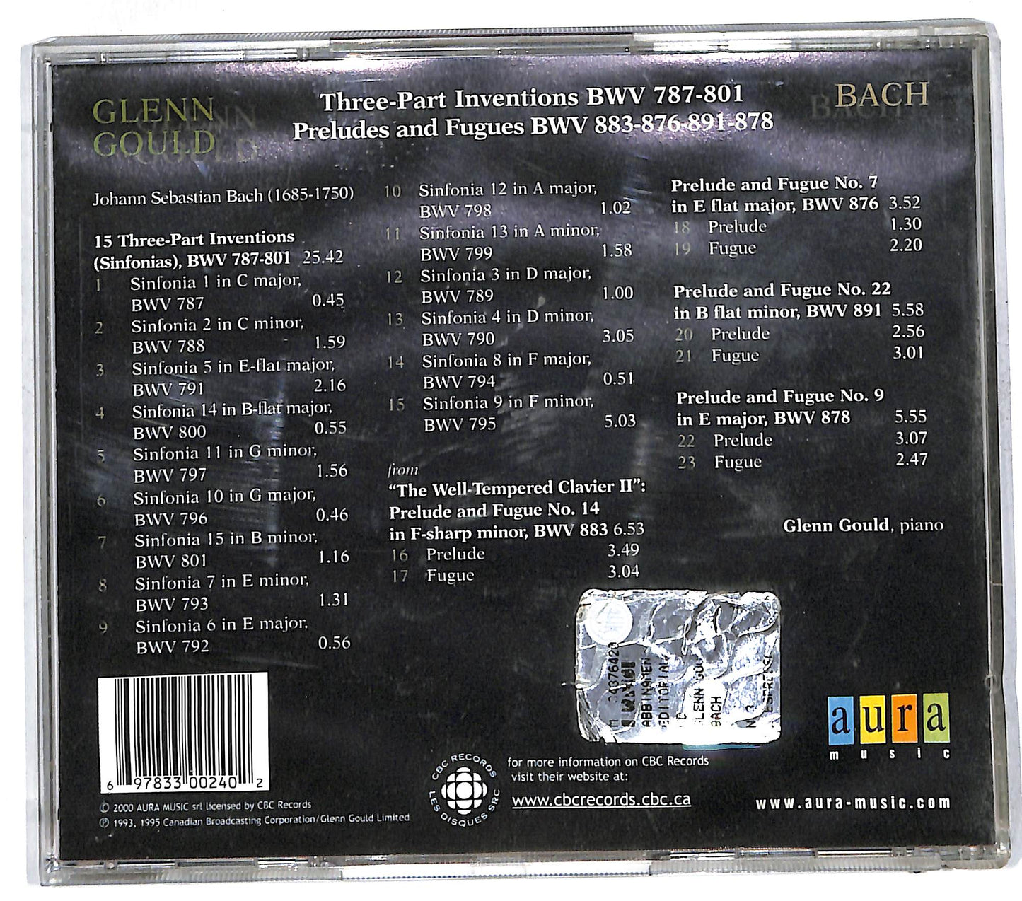 EBOND Bach , Glenn Gould - Inventioni A Tre Voci - PreludI E Fughe CD CD111866
