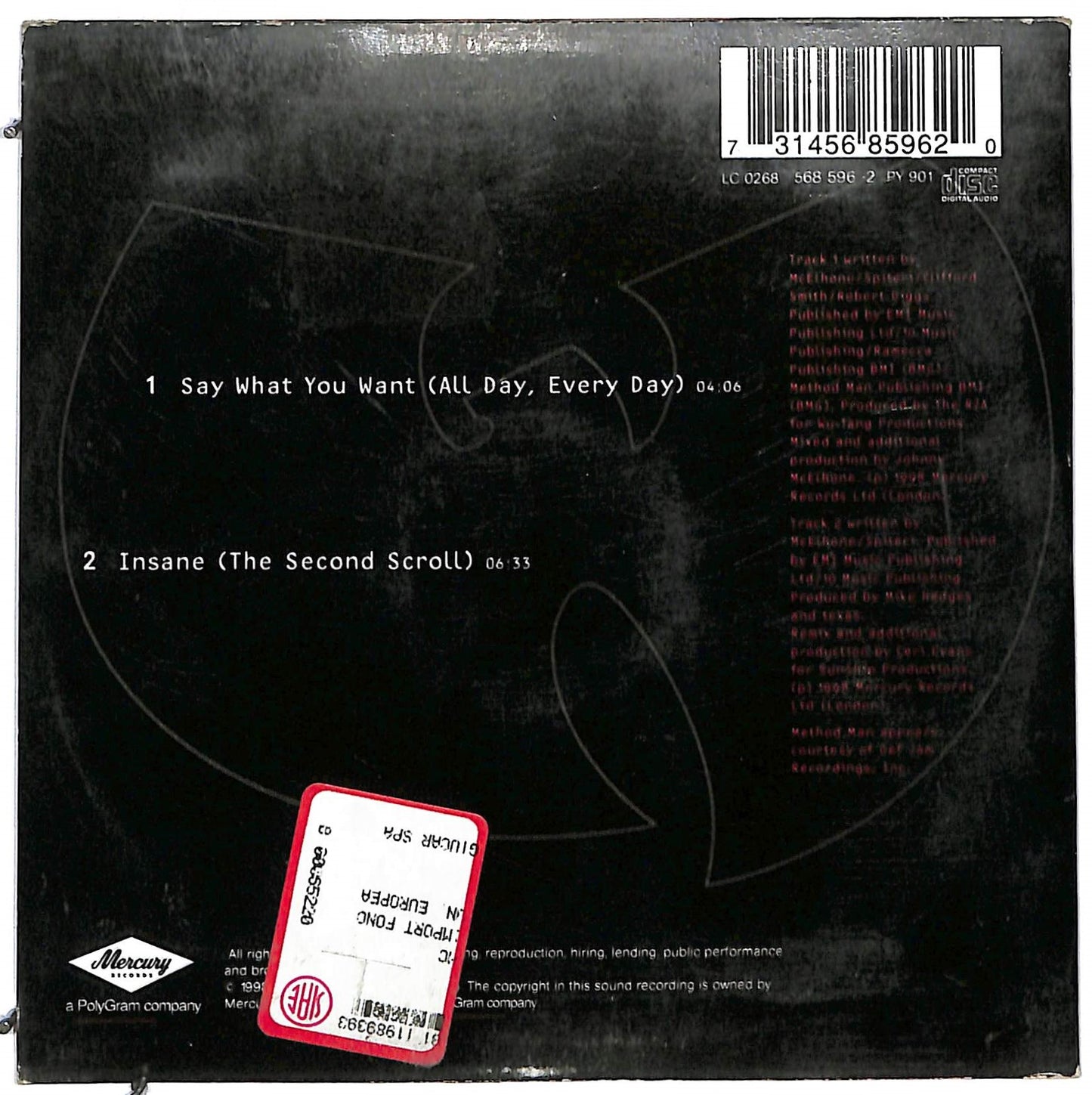 EBOND Texas Featuring The Wu-Tang Clan - Say What You Want (All Day, Every Day) CD CD111924