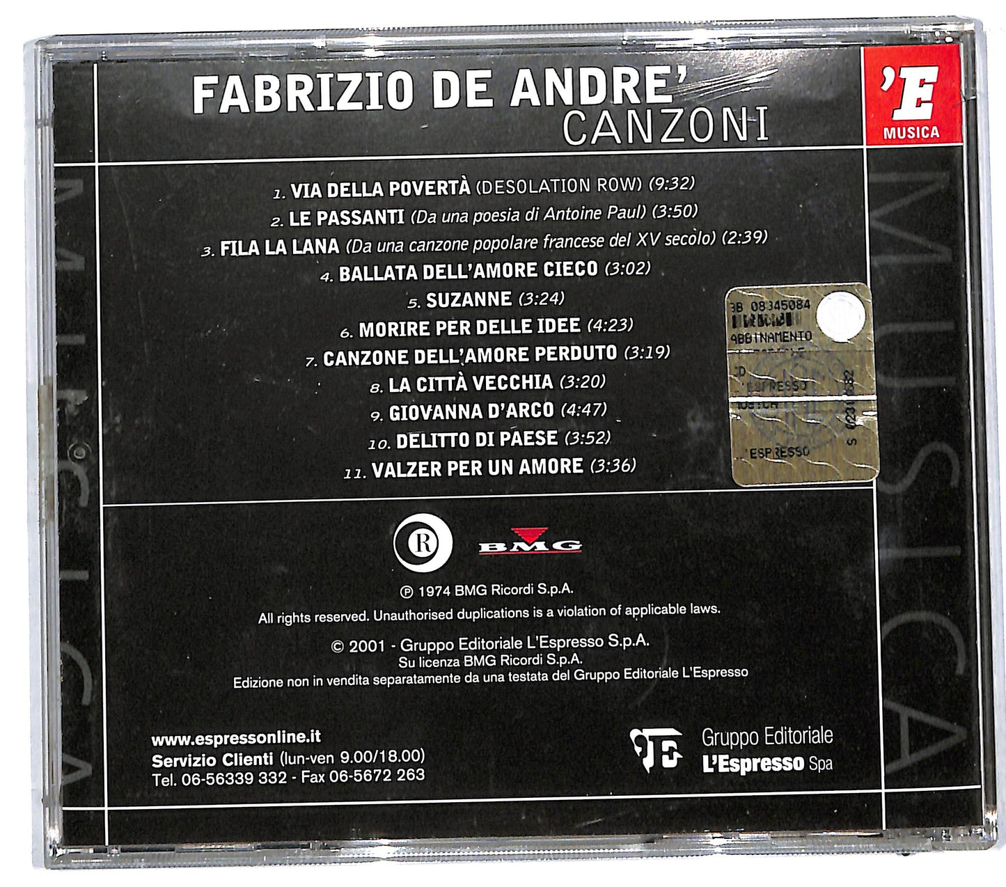 EBOND Fabrizio De Andre' - Canzoni CD CD112001