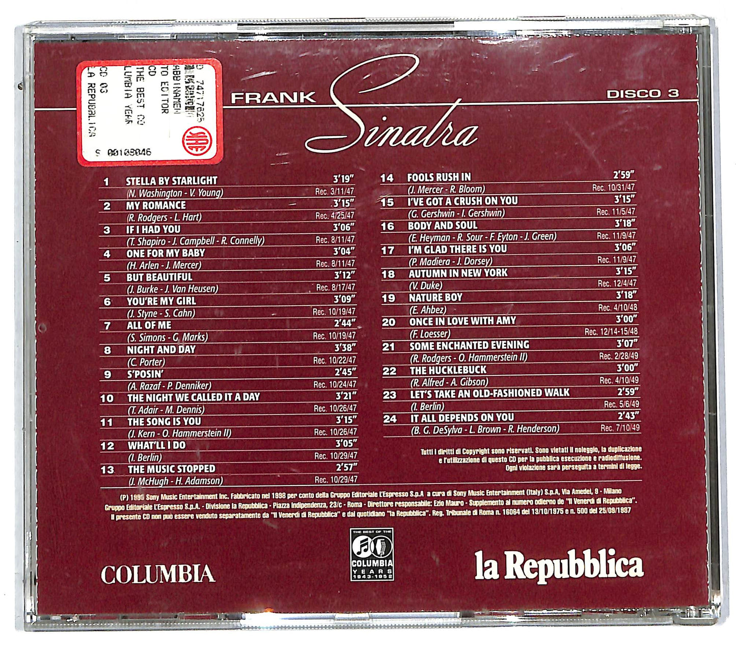 EBOND Frank Sinatra - The Best Of The Columbia Years 1943-1952 - Disco 3 CD CD112043