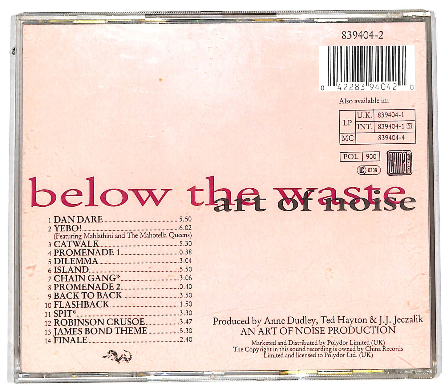 EBOND Art Of Noise - Below The Waste CD CD112428