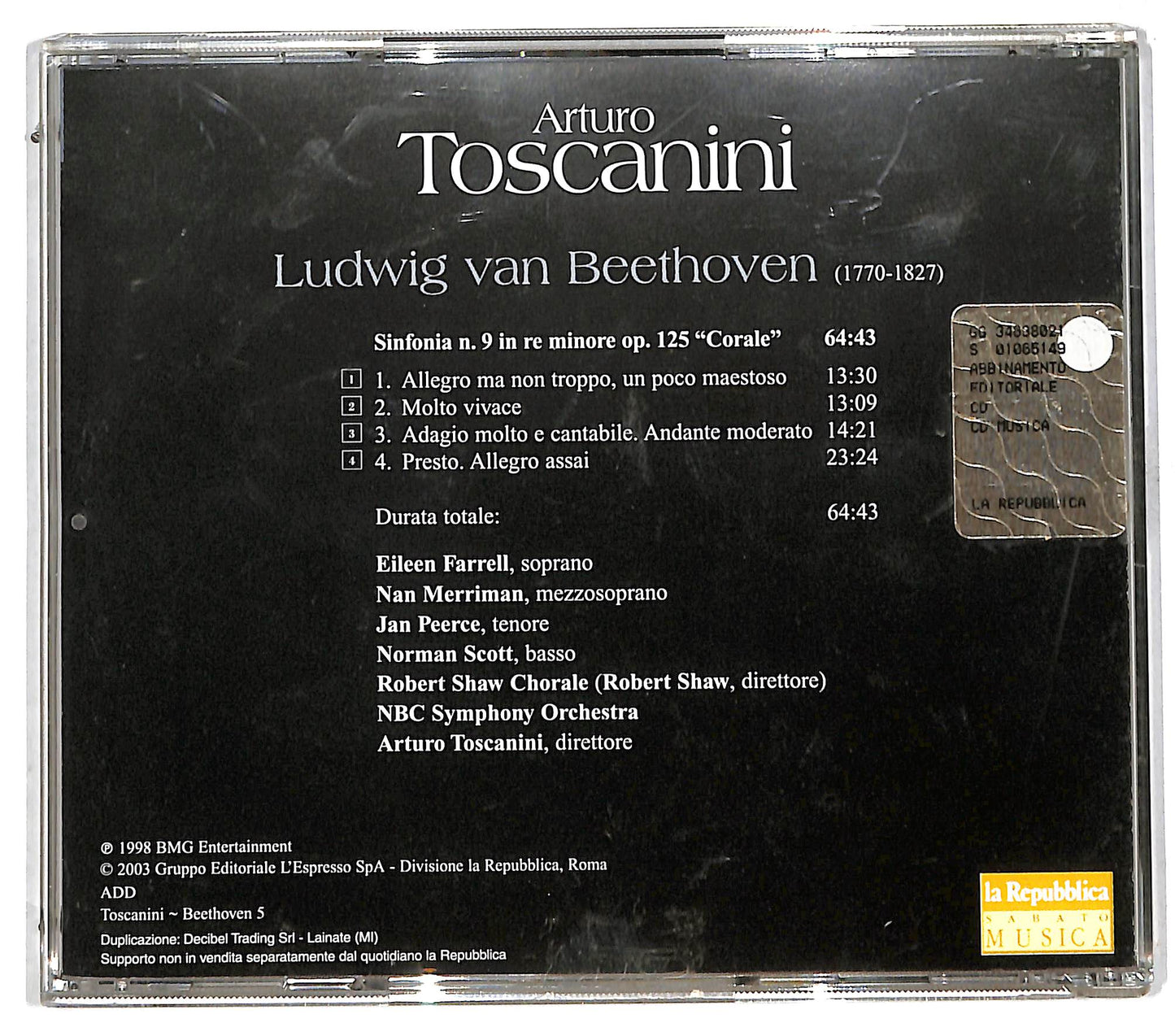 EBOND Arturo Toscanini , Beethoven - NBC Symphony Orchestra - Sinfonia N. 9 CD CD112441