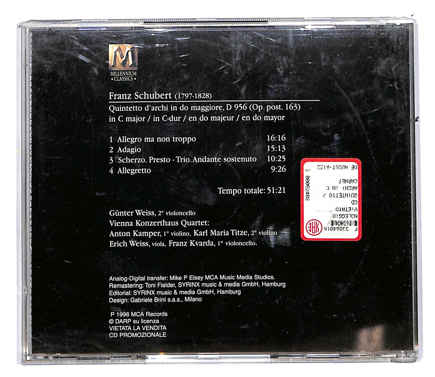 EBOND Franz Schubert - Quintetto d'archi in do maggiore D 956 CD CD113249