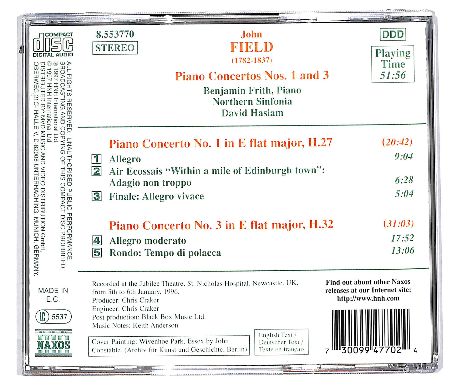 EBOND John Field , Benjamin Frith , Northern Sinfonia , David Haslam - Piano Concertos Nos. 1 And 3 CD CD113413