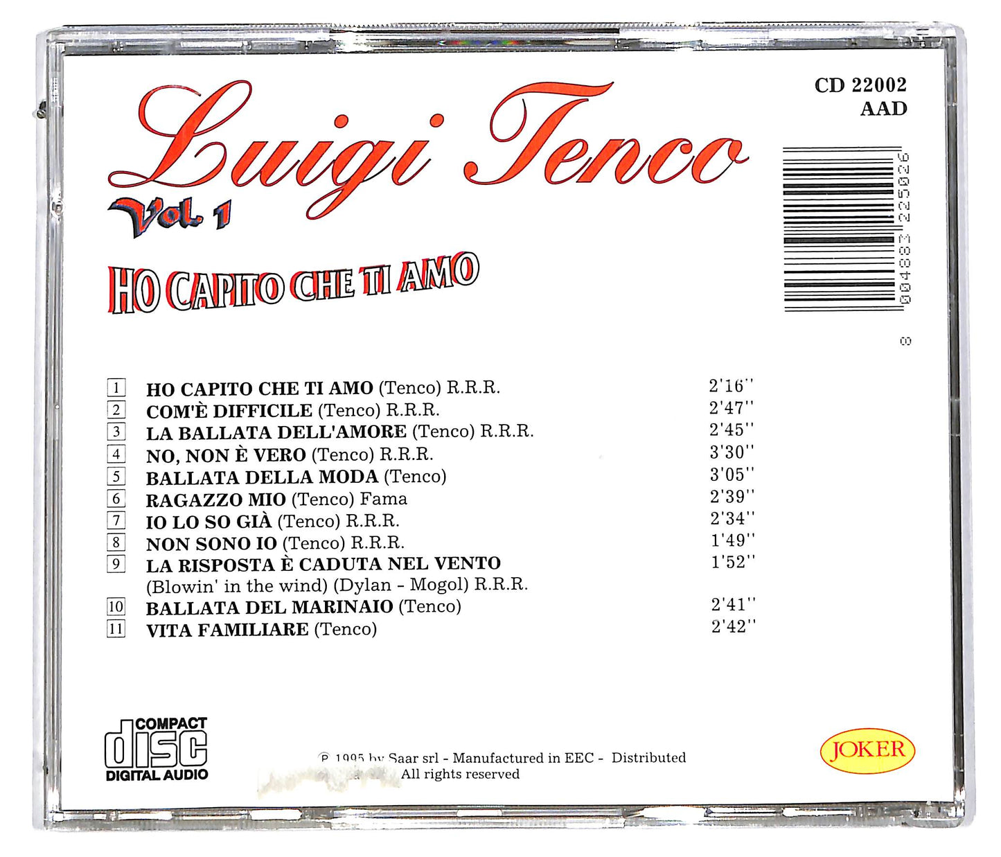 EBOND Luigi Tenco - Ho Capito Che Ti Amo - Vol. 1 CD CD113426
