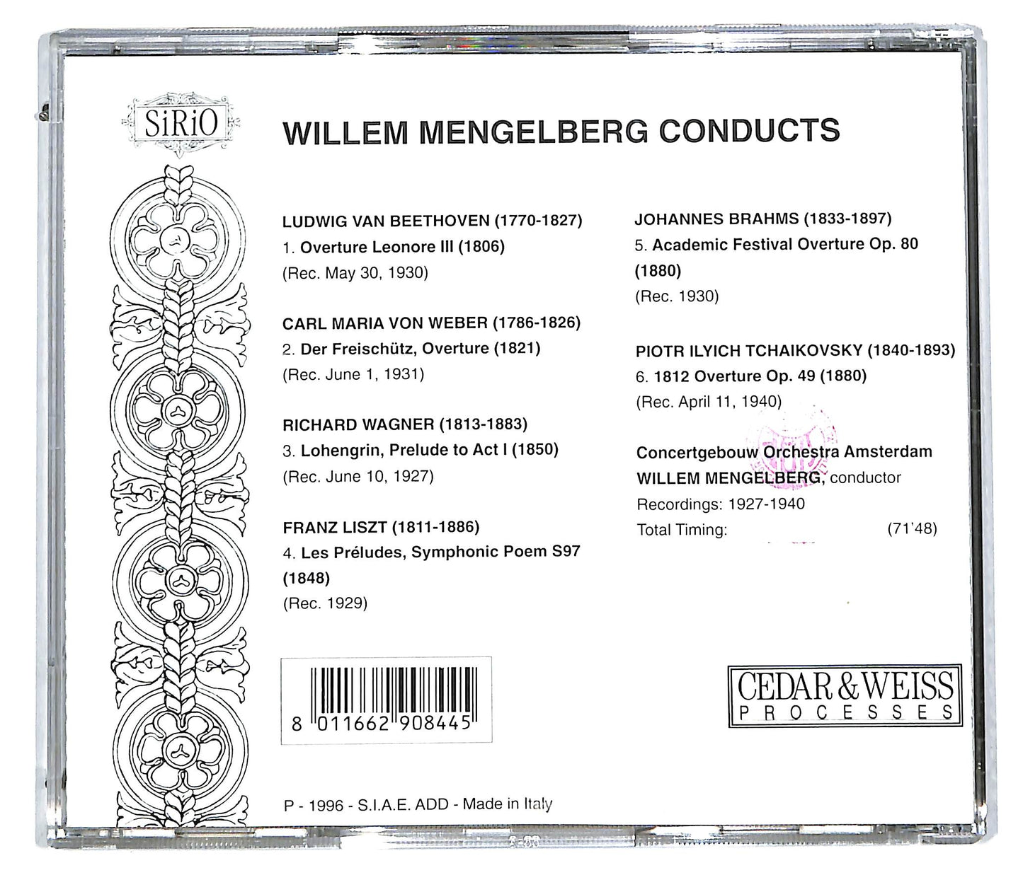 EBOND Willem mengelberg - overtures - the recordings of the century CD CD113553