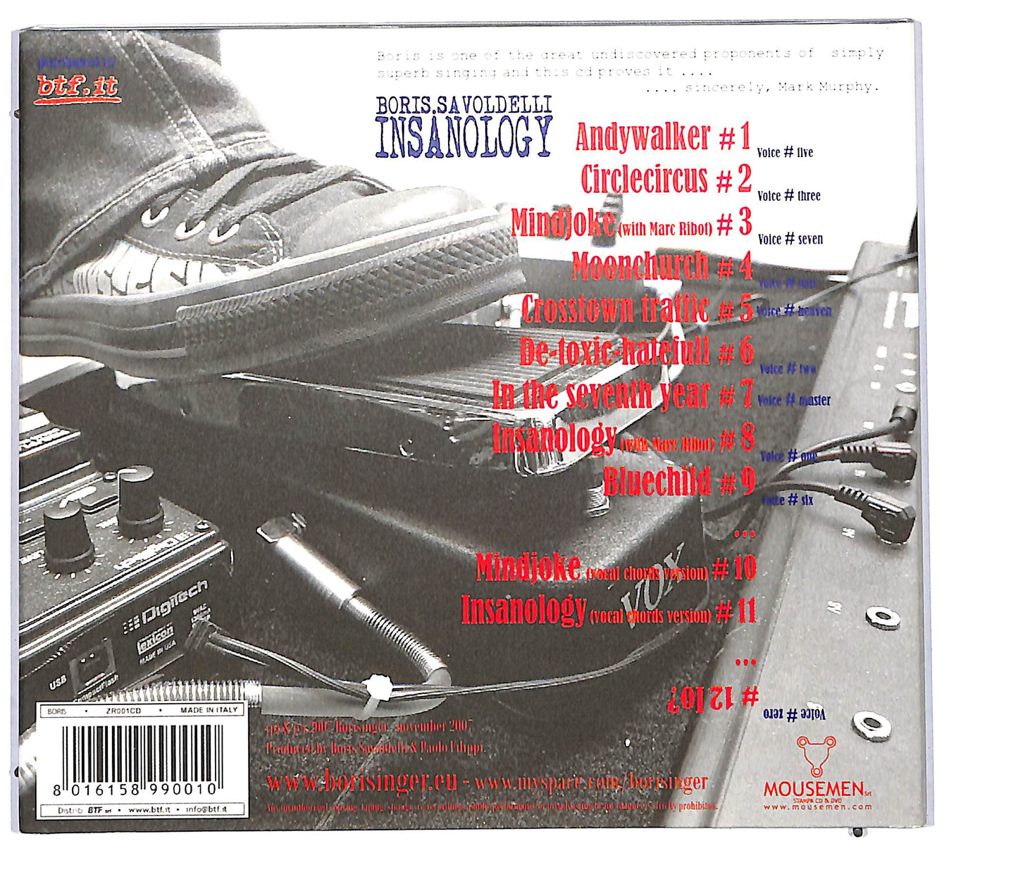 EBOND Boris Savoldelli - Insanology DIGIPACK CD CD114030