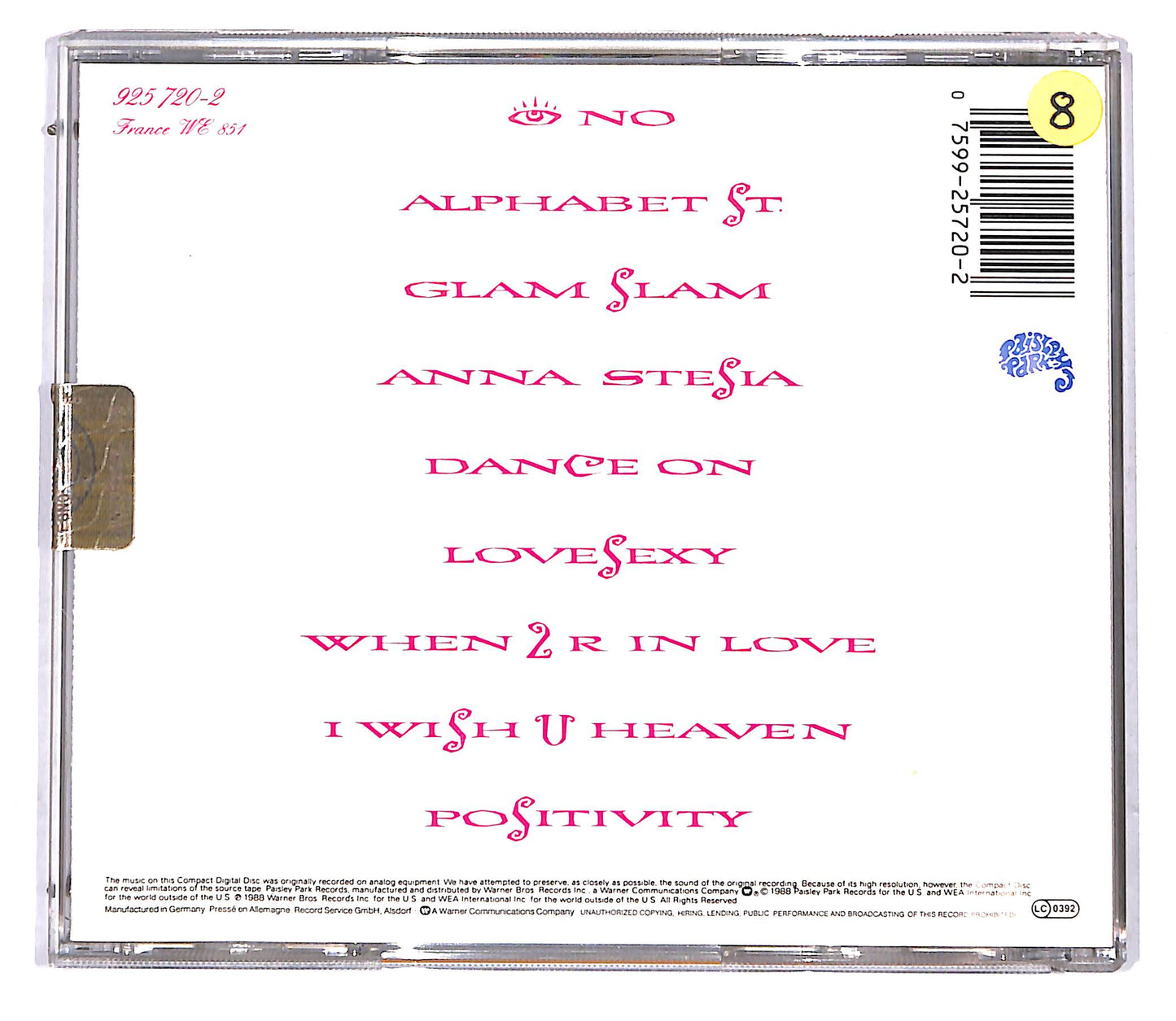 EBOND Prince - Lovesexy CD CD114422