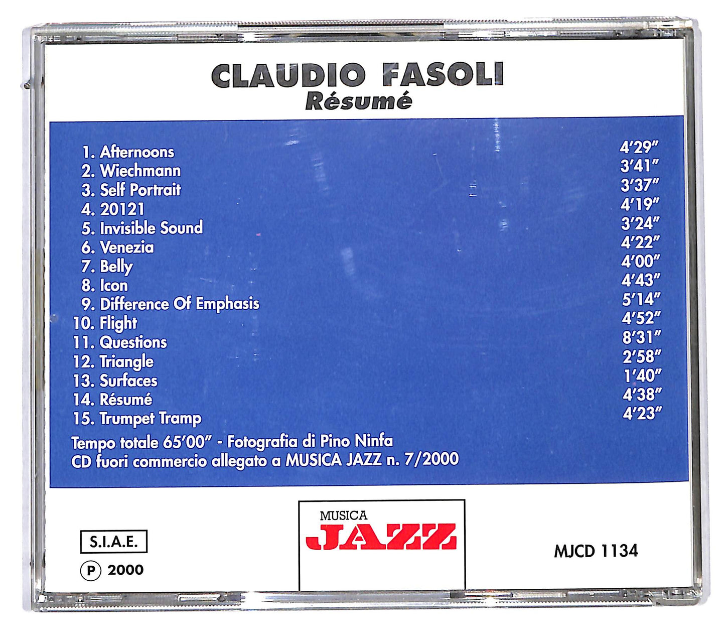EBOND Claudio Fasoli - Resume EDITORIALE CD CD115917