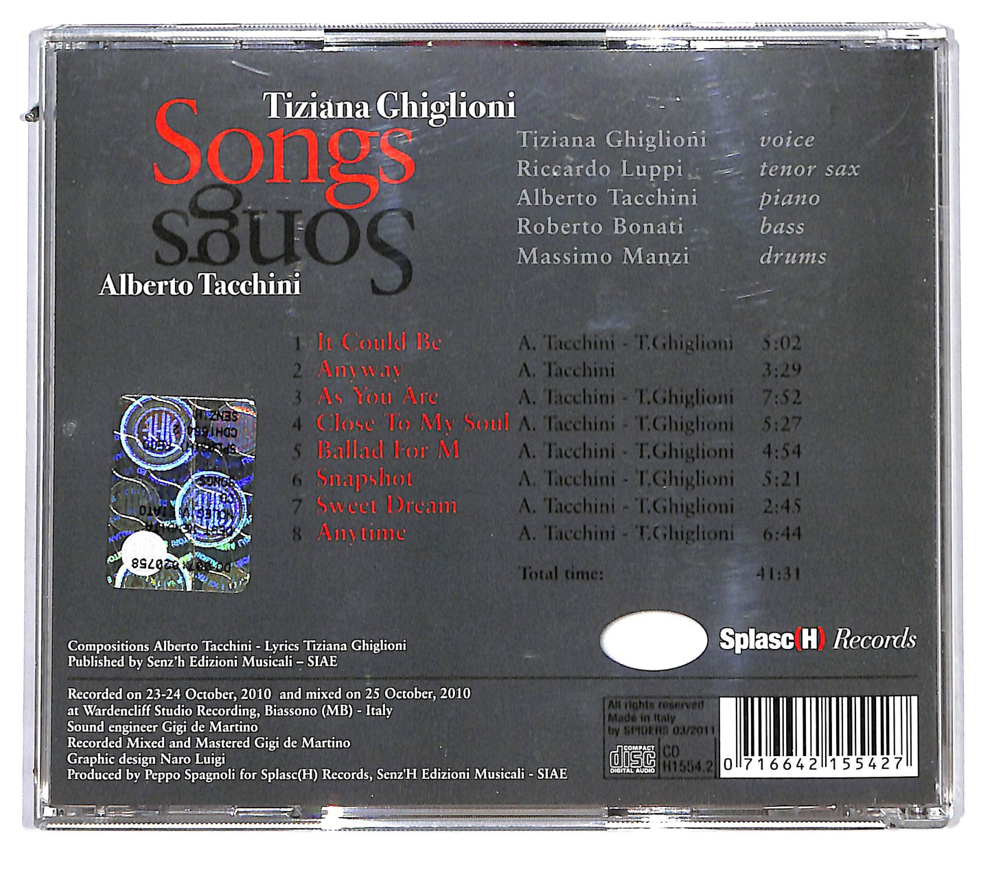 EBOND Tiziana Ghiglioni - Alberto Tacchini - Songs CD CD115920