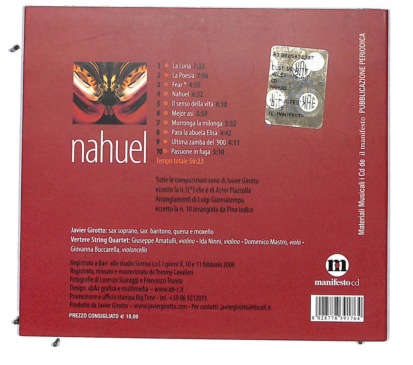 EBOND Javier Girotto & Vertere String Quartet ‎- Nahuel 5004 CD CD115925