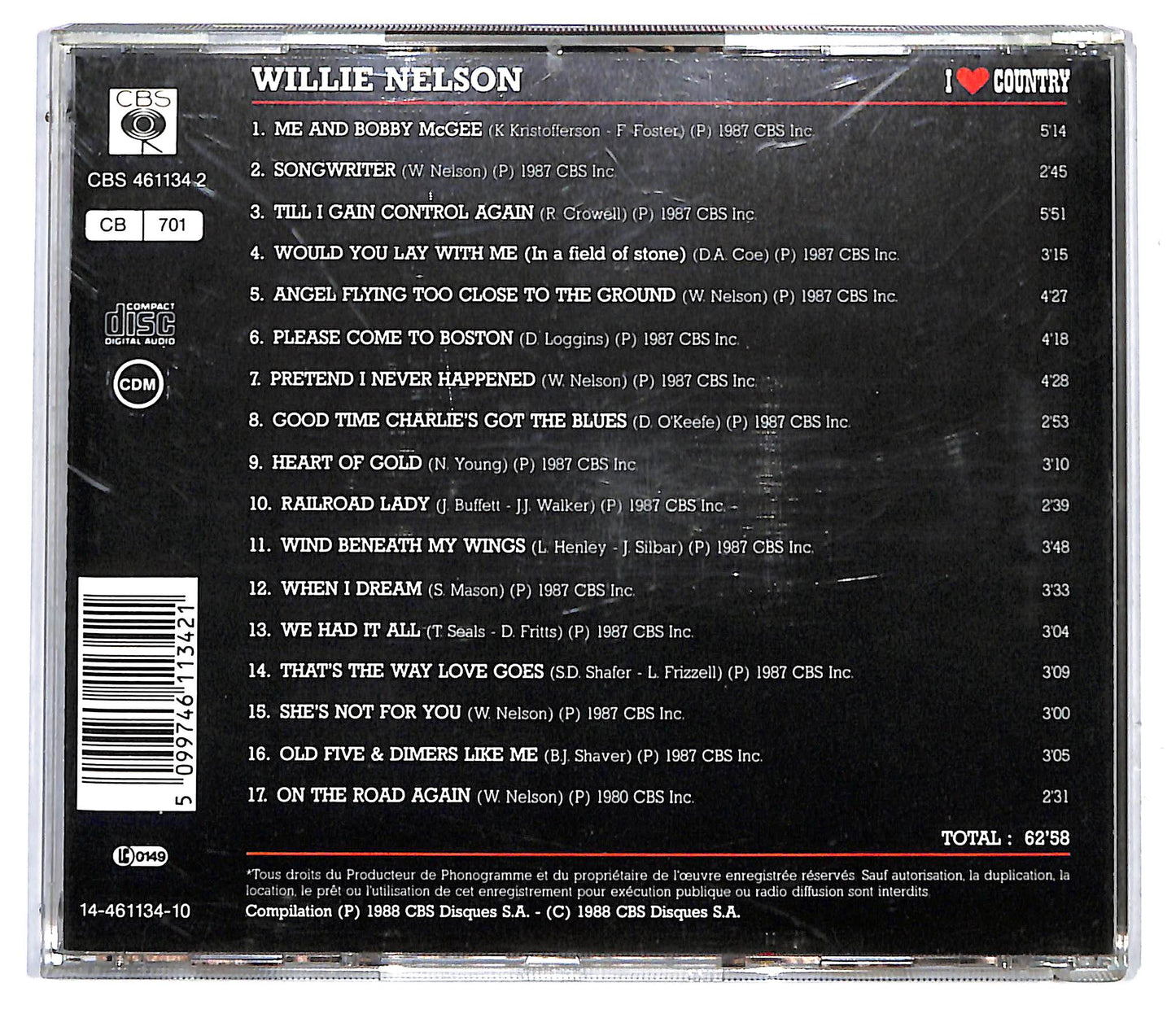 EBOND Willie Nelson - I Love Country CD CD116558