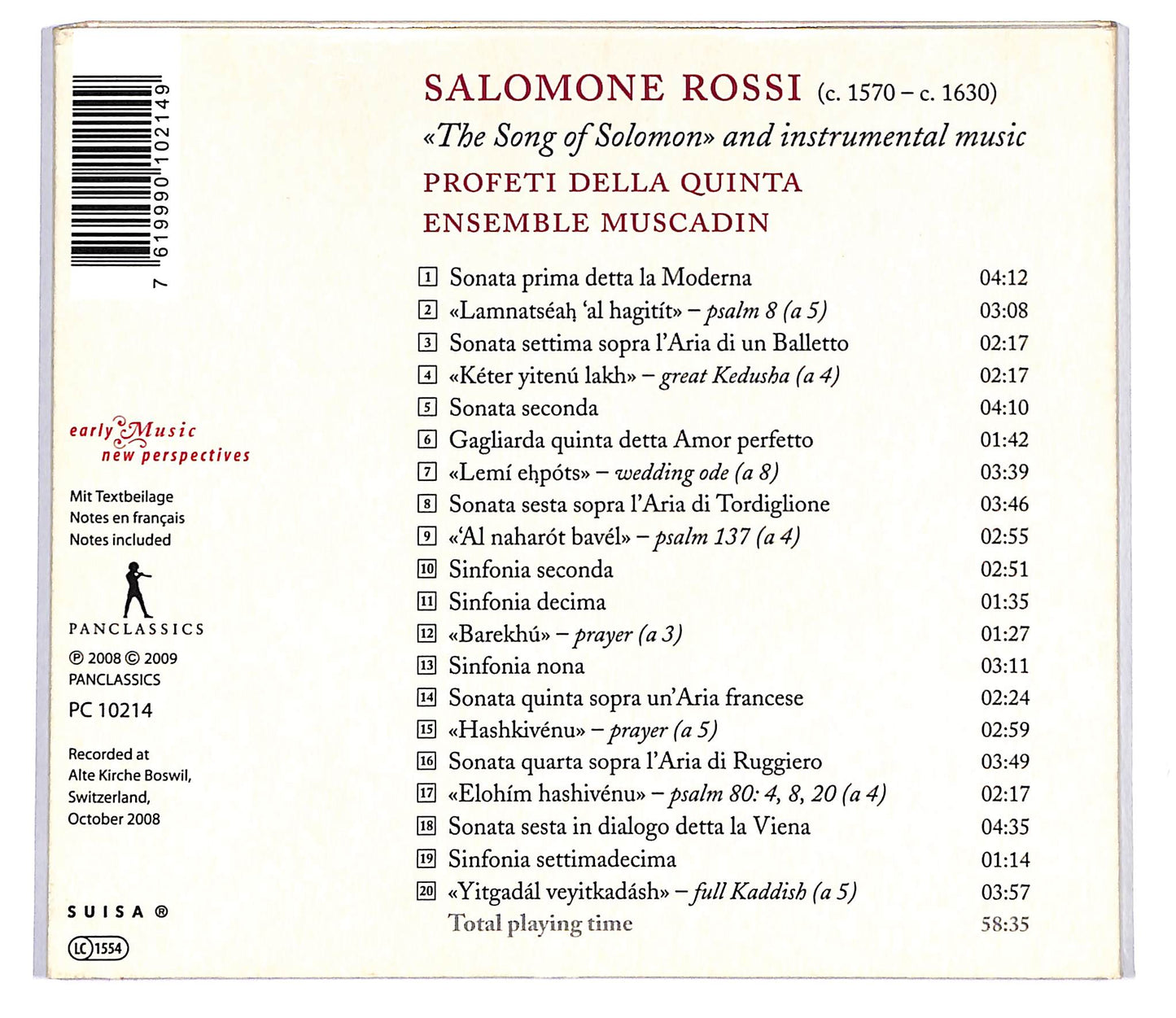 EBOND Salomone Rossi - The Song Of Solomon And Instrumental Music CD CD116704