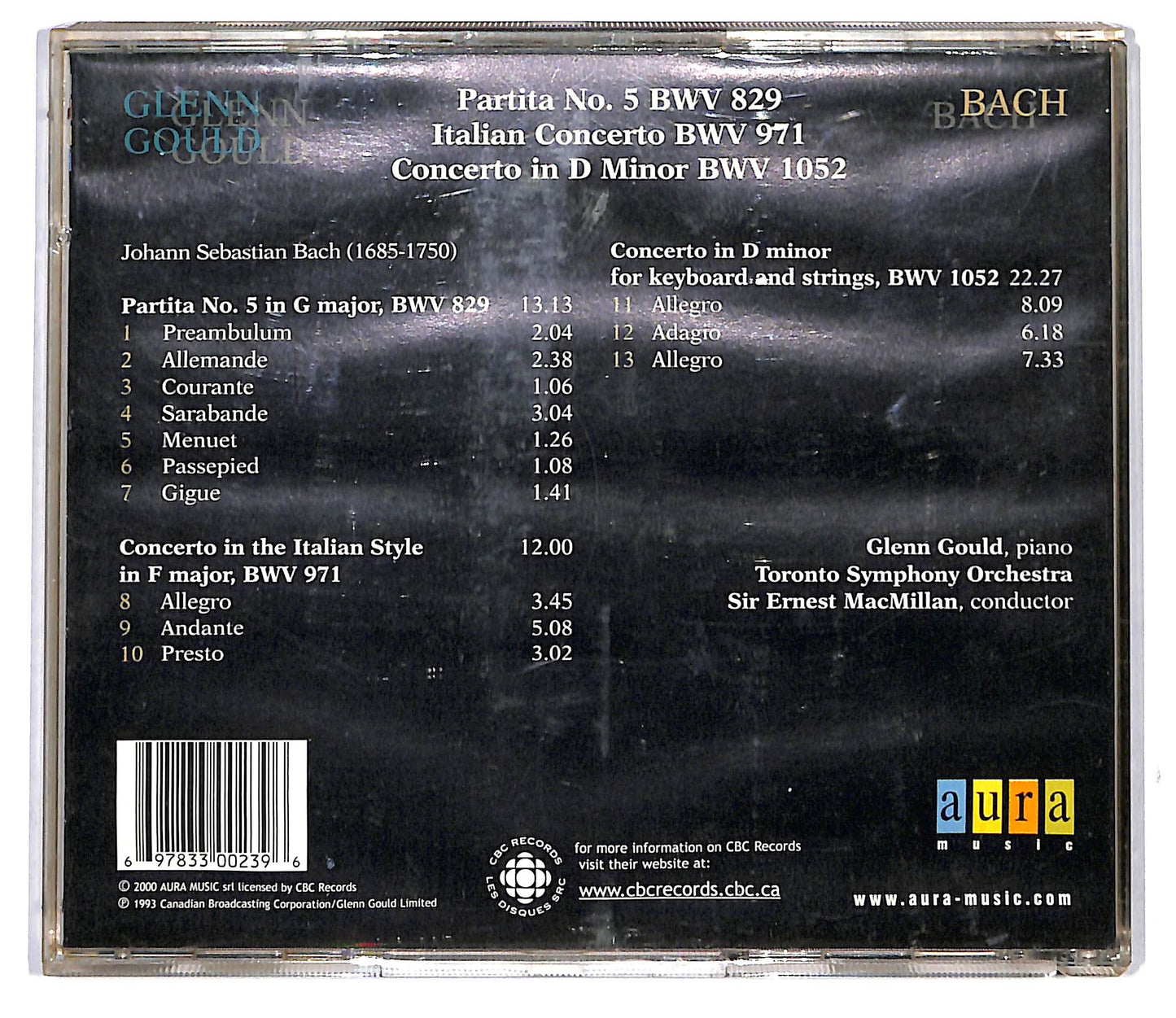 EBOND Glenn Gould - BACH– 2/ Partita N. 5 - Concerto Italiano CD CD116808