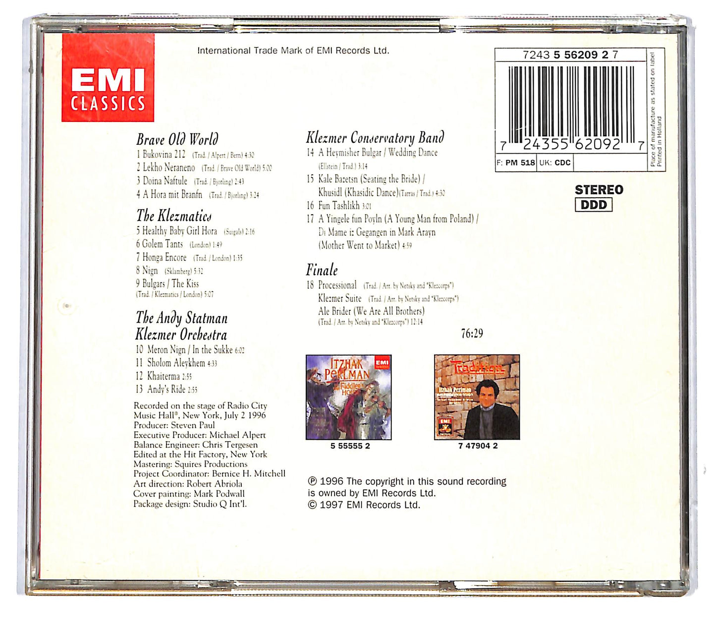 EBOND Itzhak Perlman - Klezmer 2 - Live In The Fiddler's House CD CD116833