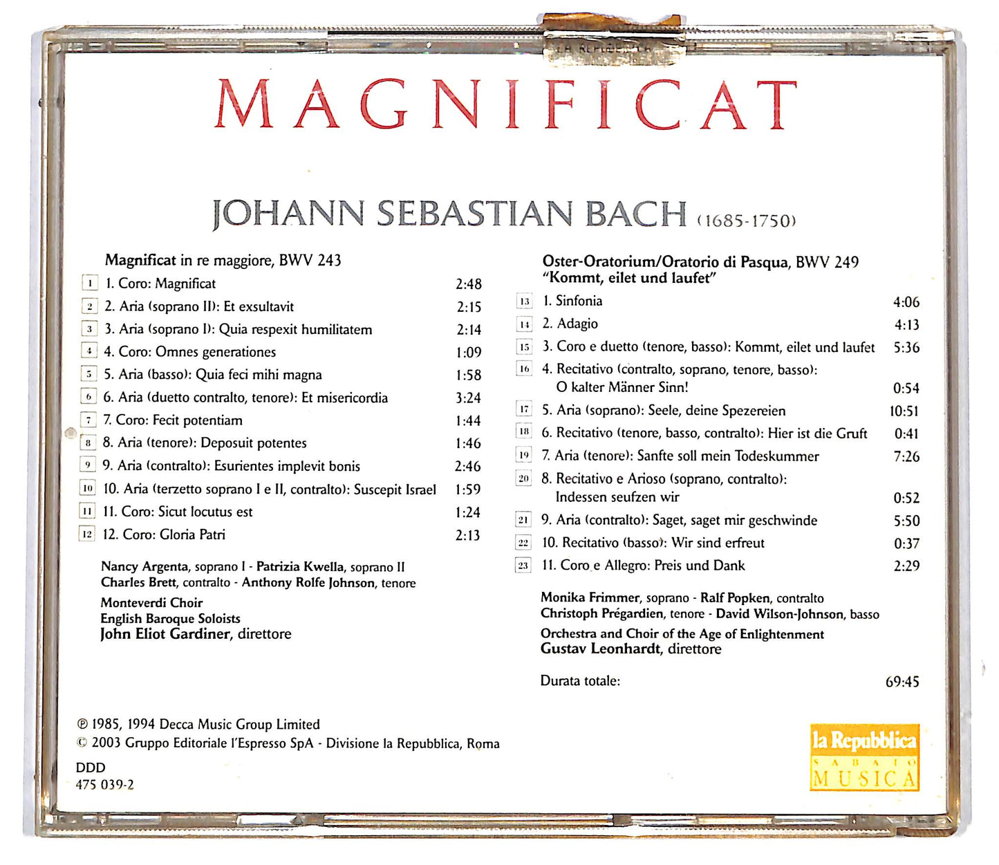 EBOND J.S. Bach - lightenment - Magnificat BWV 243 EDITORIALE CD CD116942