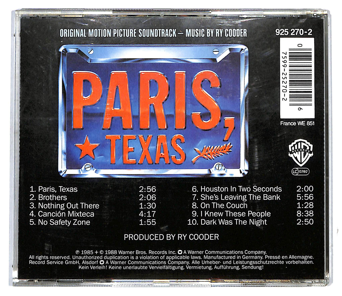 EBOND Ry Cooder - Paris, Texas - Original Motion Picture Soundtrack CD CD117047