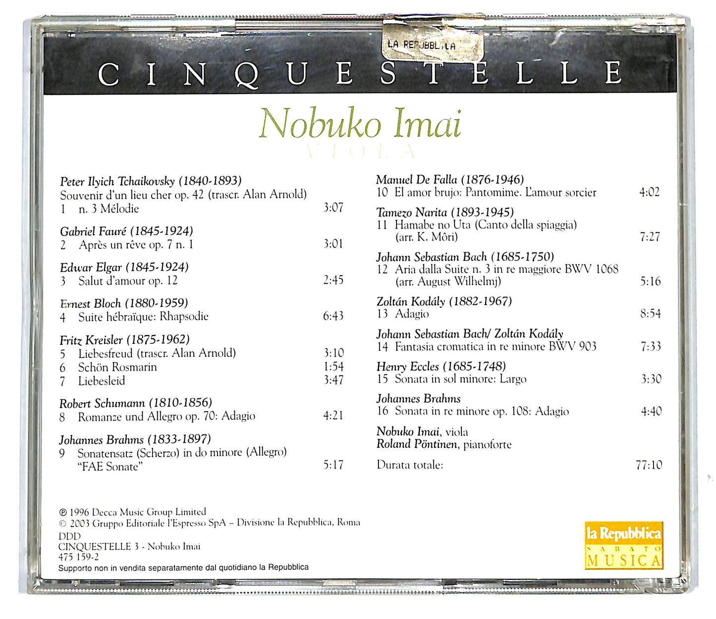 EBOND Nobuko Imai , Roland Pontinen - Viola Bouquet EDITORIALE CD CD117116