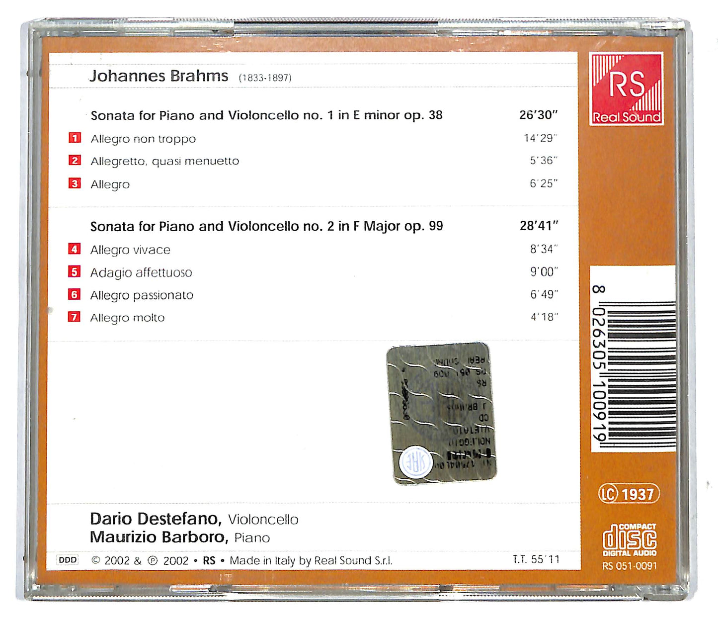 EBOND Johannes Brahms - The Sonatas for Piano and Violoncello CD CD117119