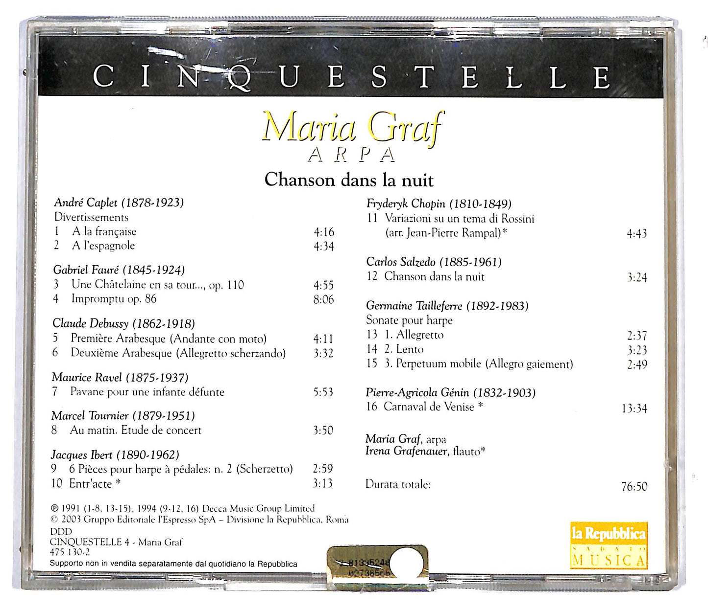 EBOND Maria Graf - Chanson Dans La Nuit EDITORIALE CD CD117123