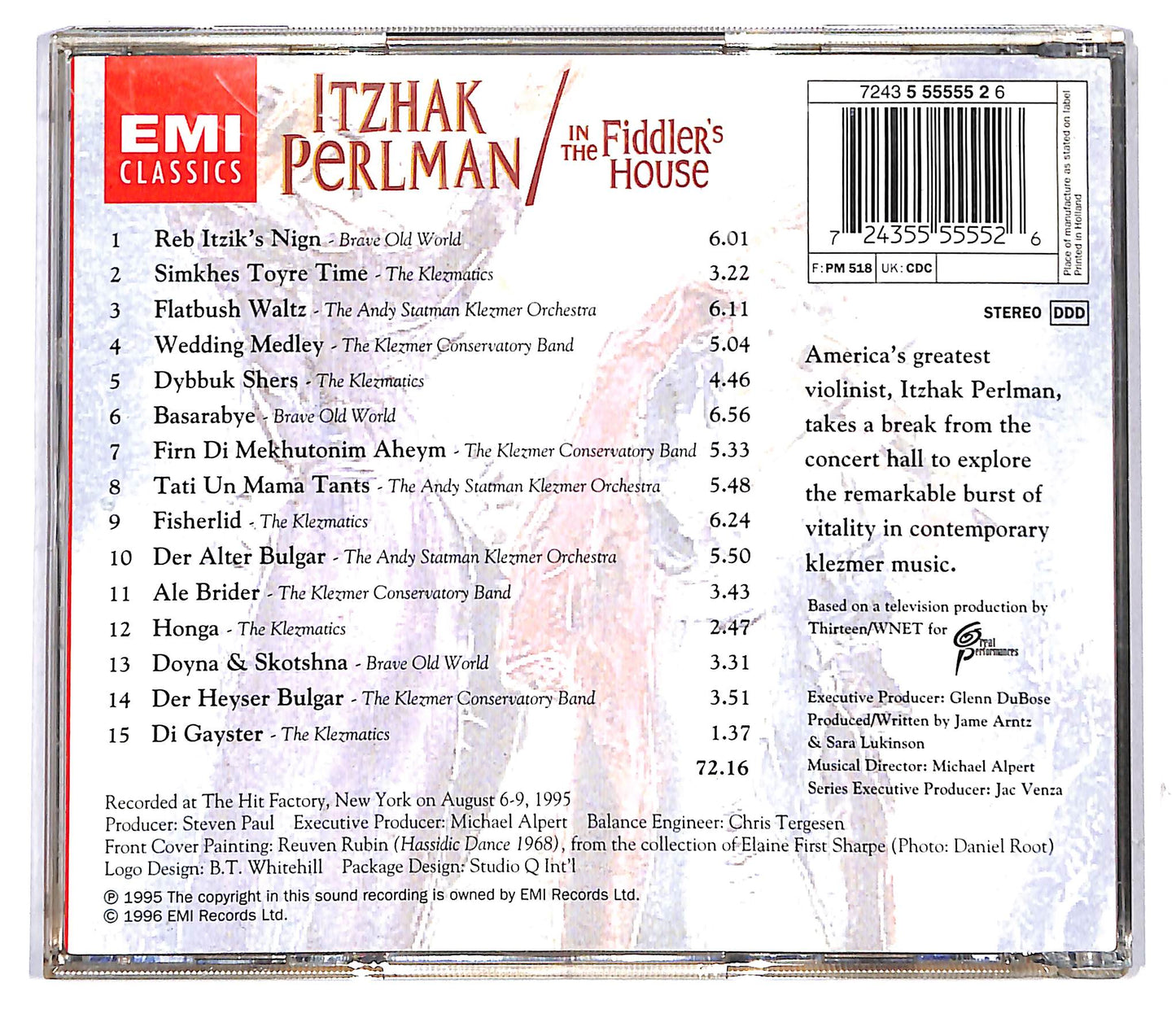 EBOND Itzhak Perlman - Klezmer (In The Fiddler's House) CD CD117129