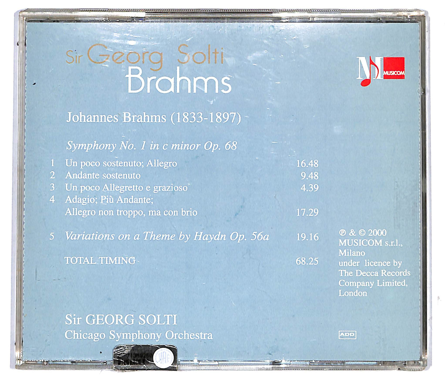 EBOND Johannes Brahms , Georg Solti - Sinfonia N. 1 EDITORIALE CD CD117145