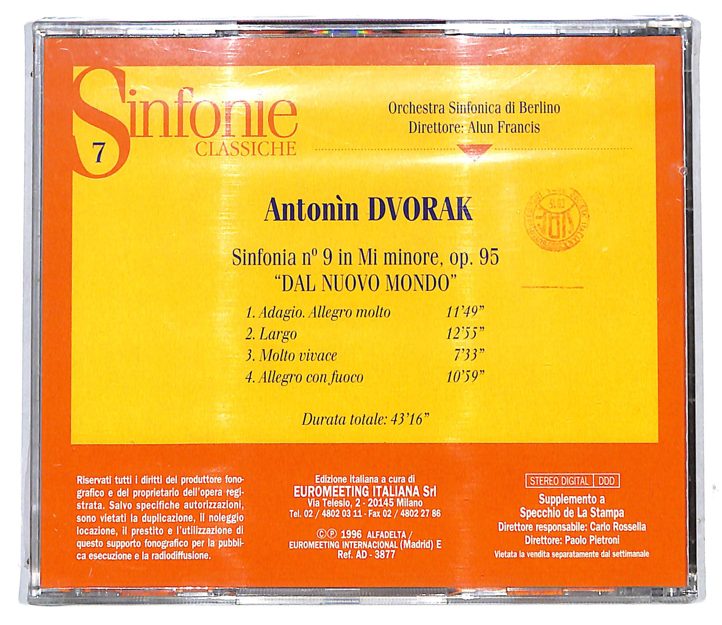 EBOND Dvorak - Sinfonia N° 9 In Mi Minore EDITORIALE CD CD117201