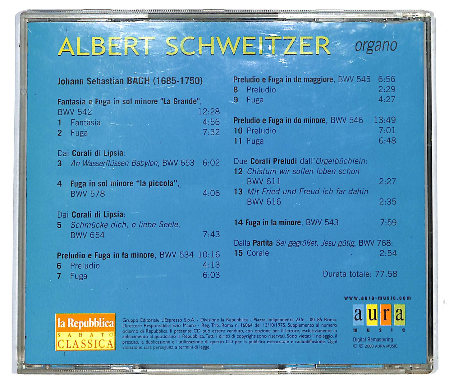 EBOND Albert Schweitzer - Suona Back Vol 2 EDITORIALE CD CD117238
