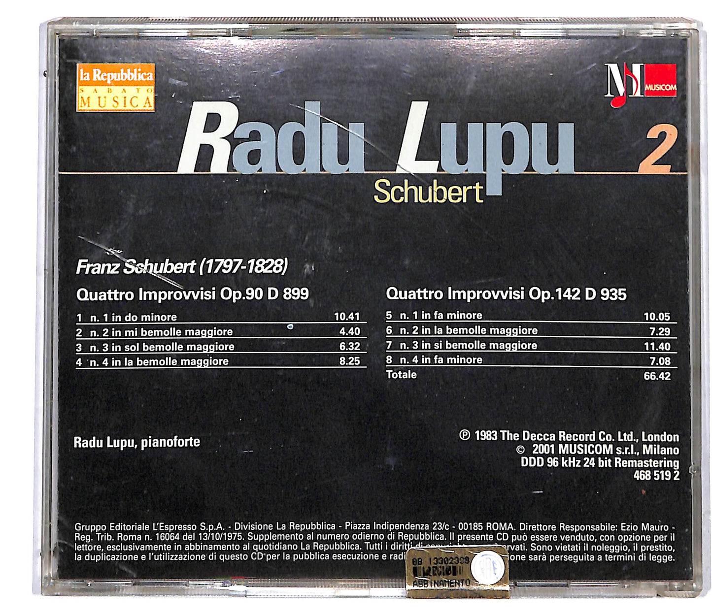 EBOND Radu Lupu , Franz Schubert - Schubert Improvvisi Radu Lupu EDITORIALE CD CD117422