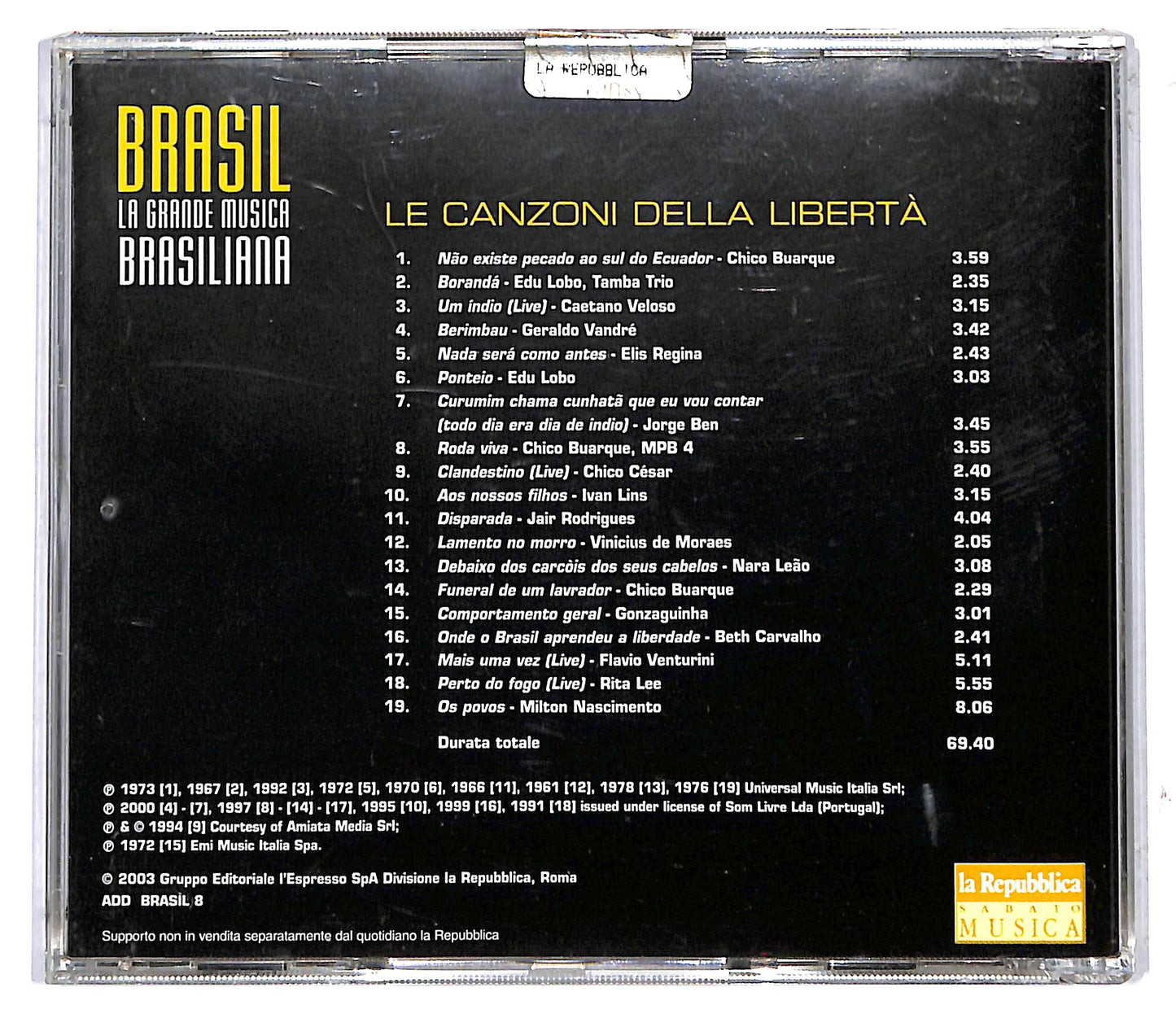 EBOND Various - Brasil - 8 Le Canzoni Della Liberta EDITORIALE CD CD117423
