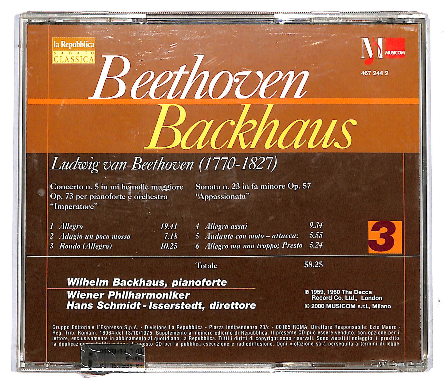 EBOND Beethoven Backhaus - Concerto Per Pianoforte N. 5 EDITORIALE CD CD117428