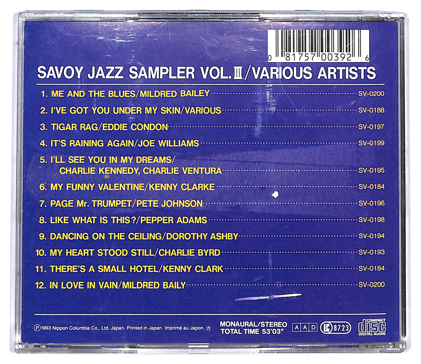 EBOND Various - Savoy Jazz Vol.3 (Savoy Sampler) CD CD117438