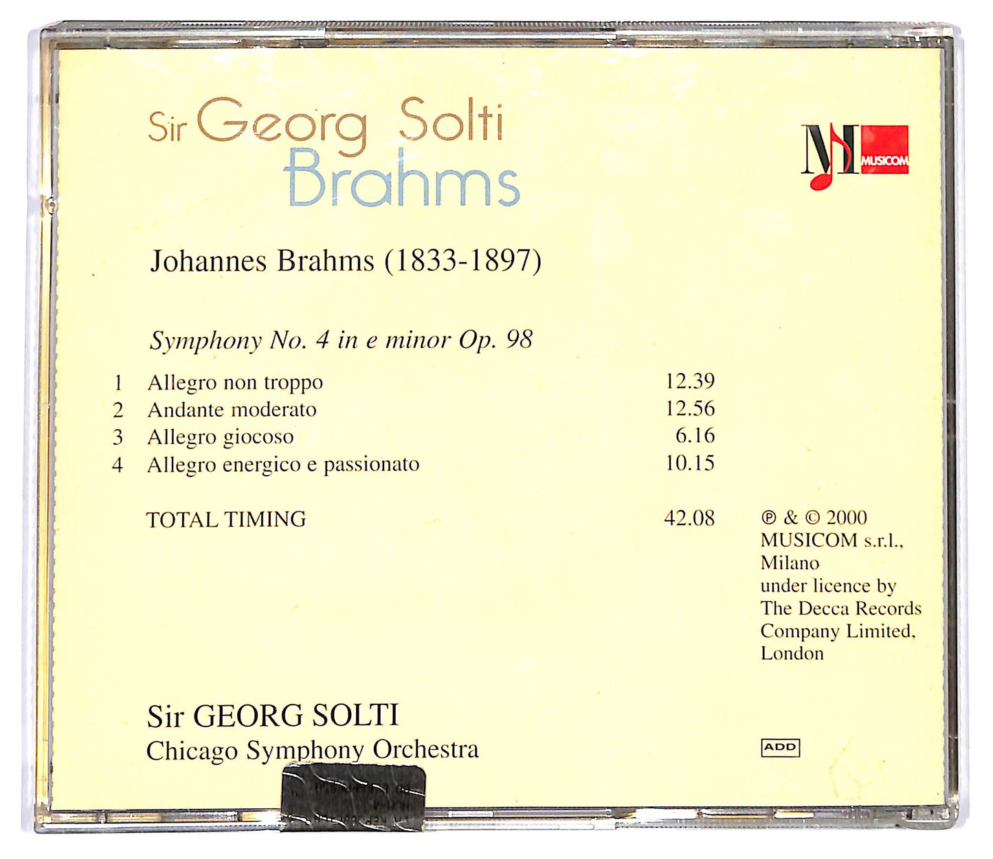 EBOND Brahms , Georg Solti , Symphony N. 4 EDITORIALE CD CD117910