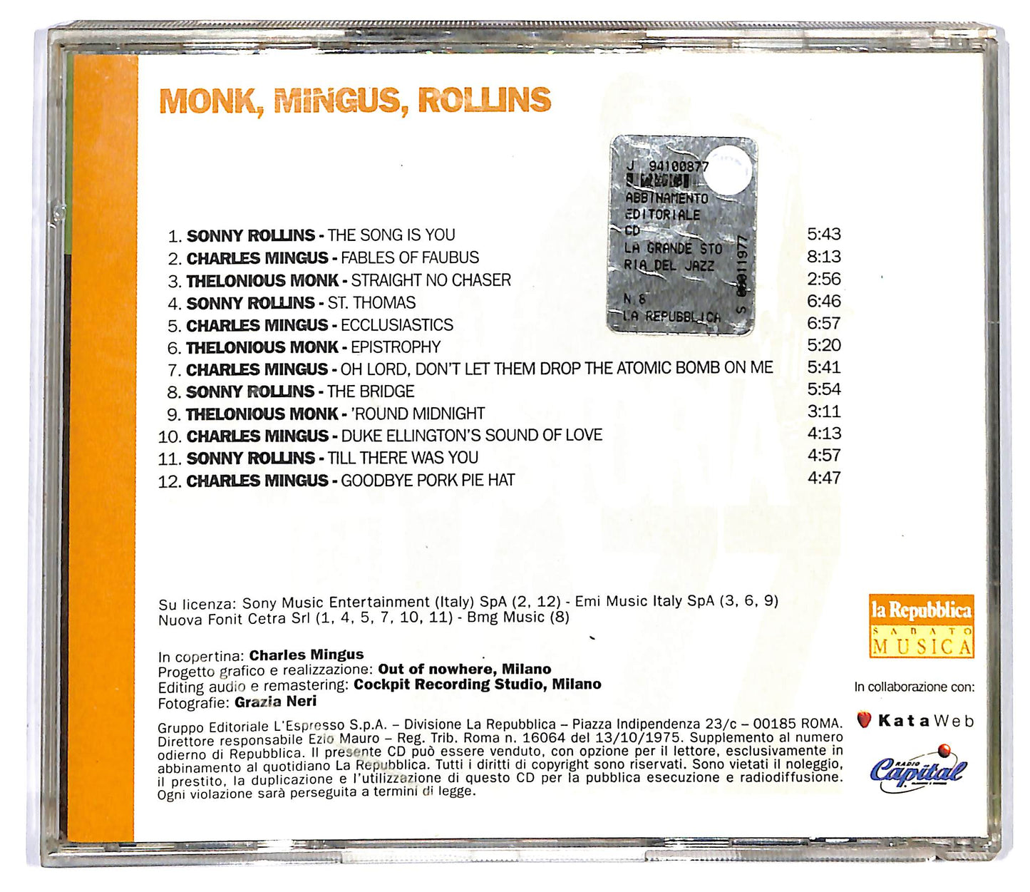 EBOND Various - Monk, Mingus, Rollins EDITORIALE CD CD117923