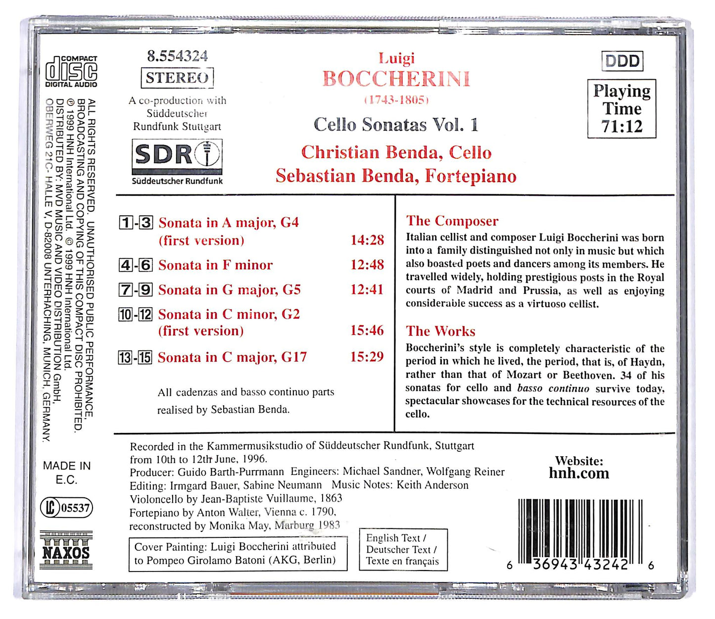 EBOND Boccherini - Cello Sonatas (Volume 1) CD CD117959